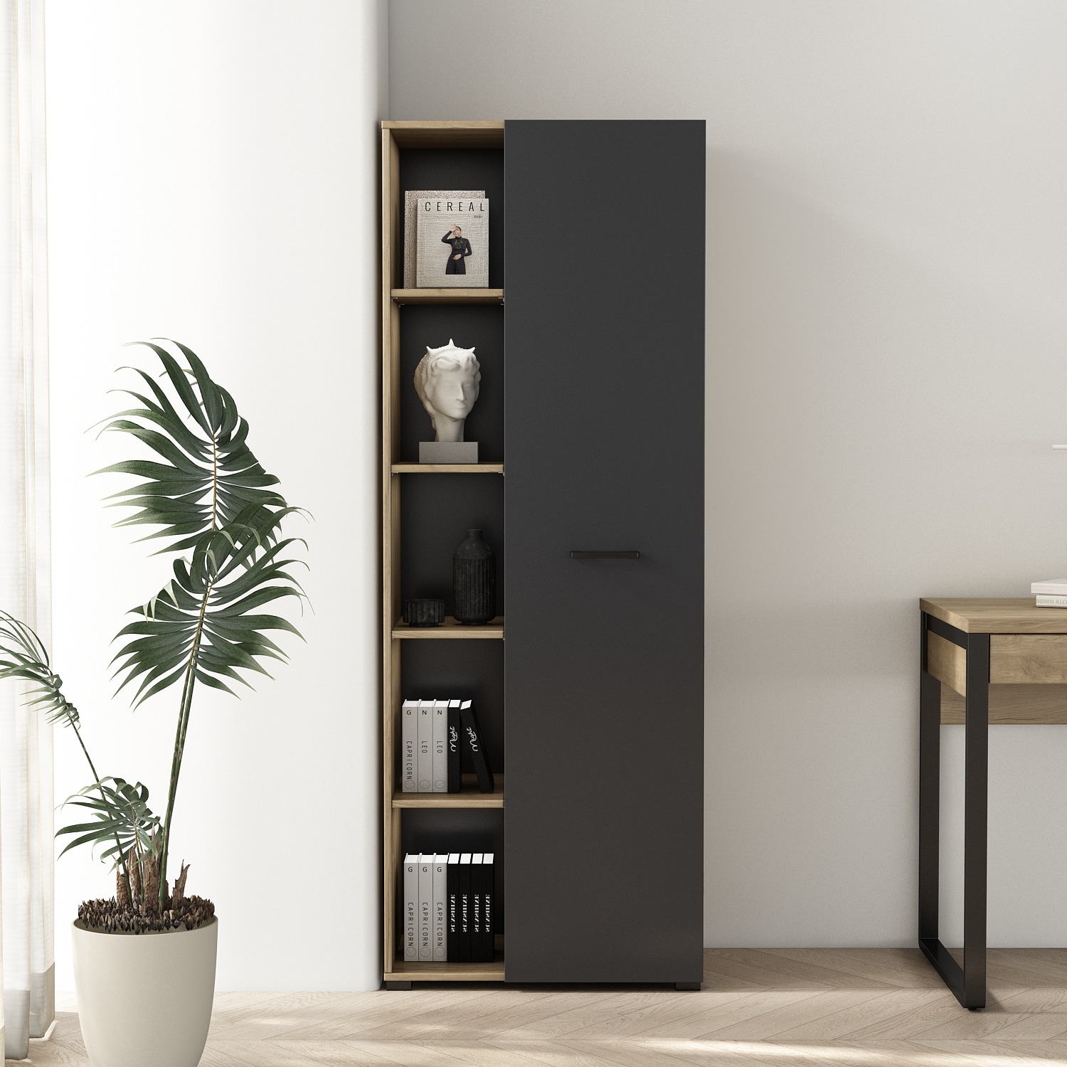 OTTO home Aktenschrank »Moid, moderner Mehrzweckschrank,« Maße: 64,5x41,5x175 cm, 5 Fächer mit viel Stauraum