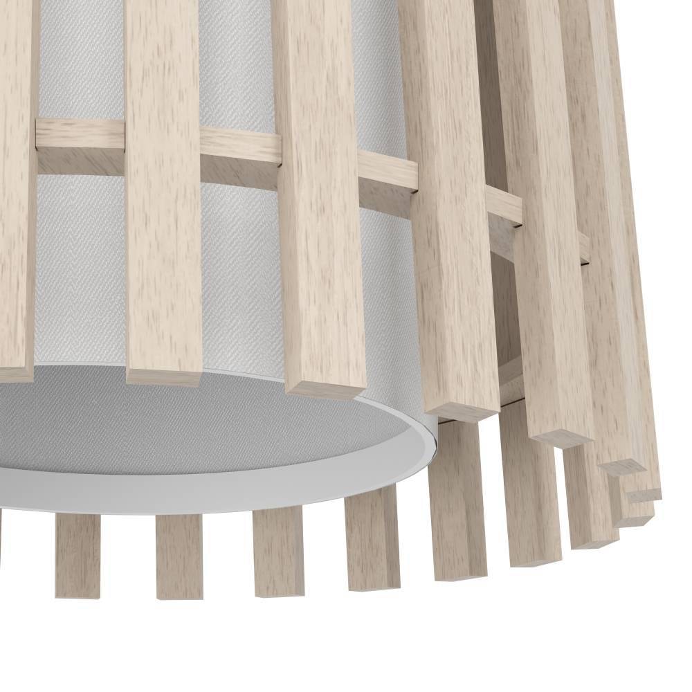 EGLO Hängeleuchte »FATTORIA«, 1 flammig, Leuchtmittel E27 | ohne Leuchtmittel, Pendelleuchte, Holz, Textil in Weiß, Metall in Schwarz, E27, Ø 20 cm