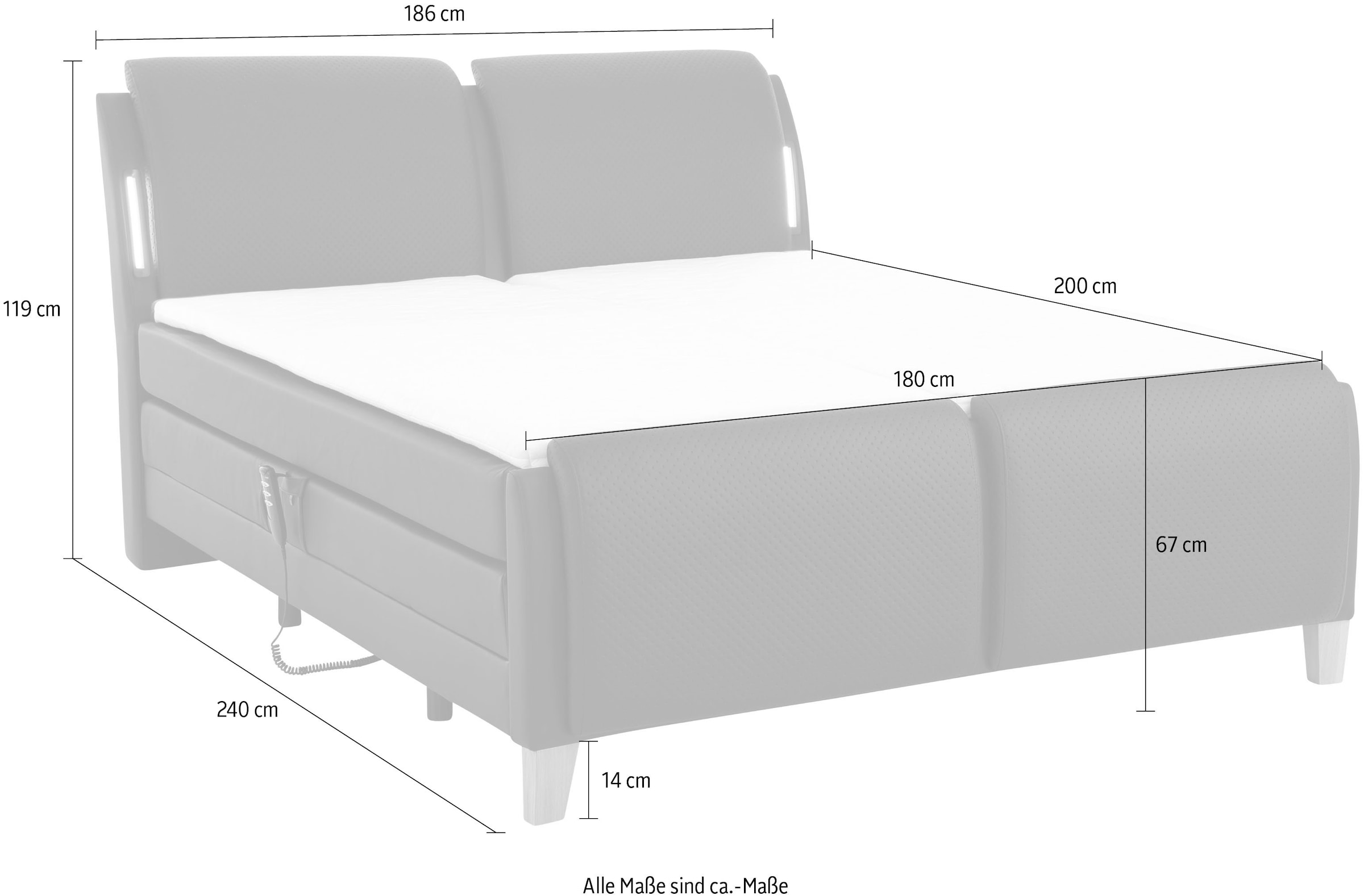 Home affaire Boxspringbett »Messina2«, Liegekomfort elektrisch Verstellbar