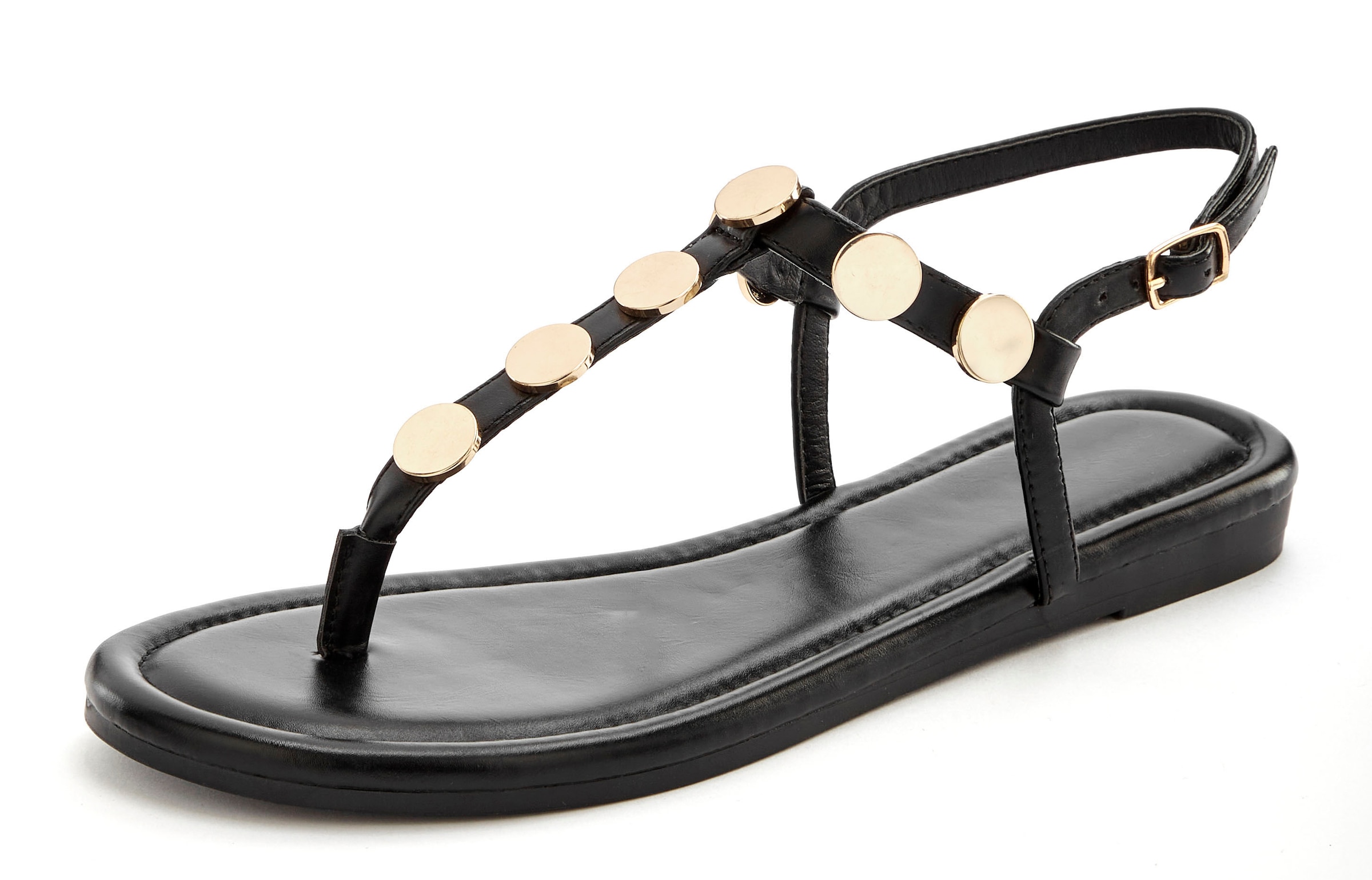 Vivance Sandale »Sommerschuh, offener Schuh, Sandalette,«  mit goldfarbenen Schmuckelementen VEGAN