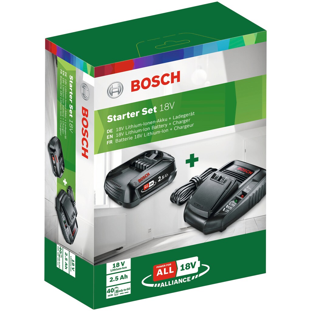 Bosch Home & Garden Akku Starter-Set »Starter-Set 18 V (2,5 Ah + AL 1830 CV)«, mit Ladegerät