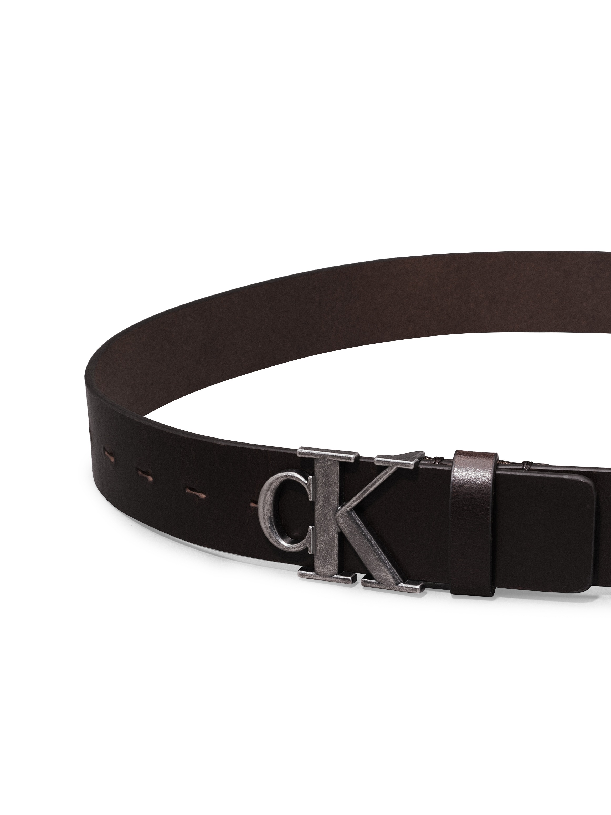 Calvin Klein Jeans Ledergürtel »ROUND MONO PLAQUE LTHR BELT 35MM«, mit CK-Logoschließe