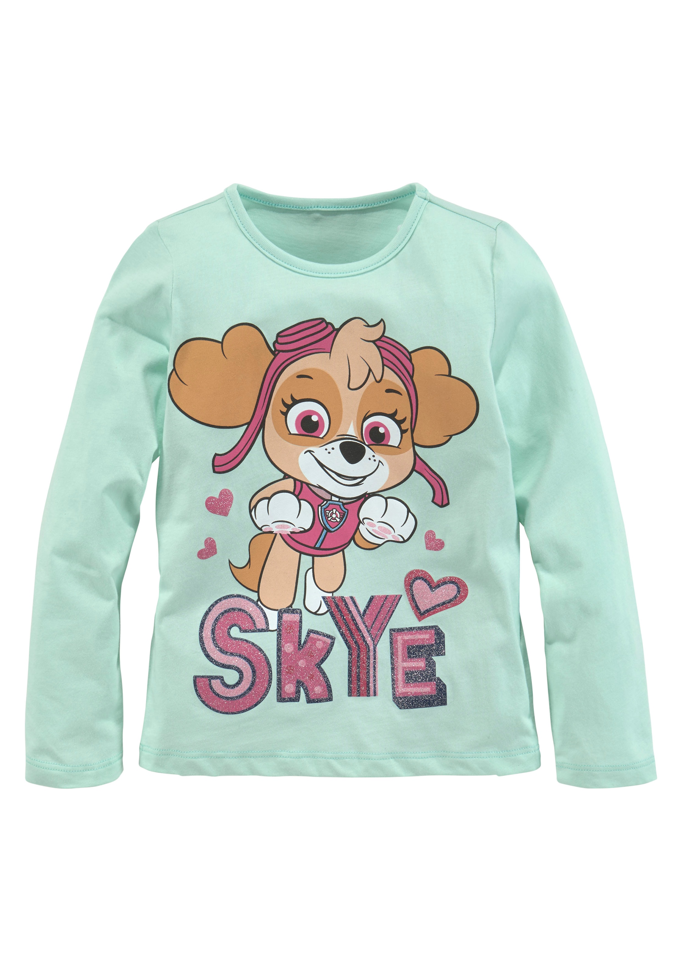 PAW PATROL Langarmshirt, Druck mit Glitzerdetails