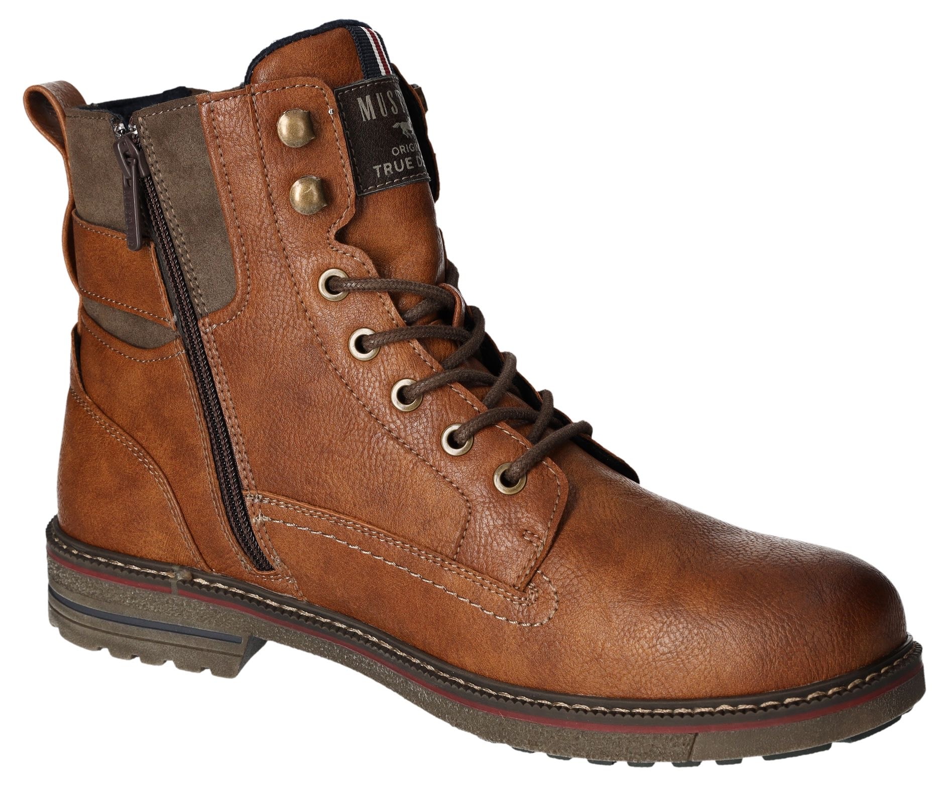 Mustang Shoes Schnürboots, Worker Boots, Herbstschuh, Stiefel mit Anziehlasche