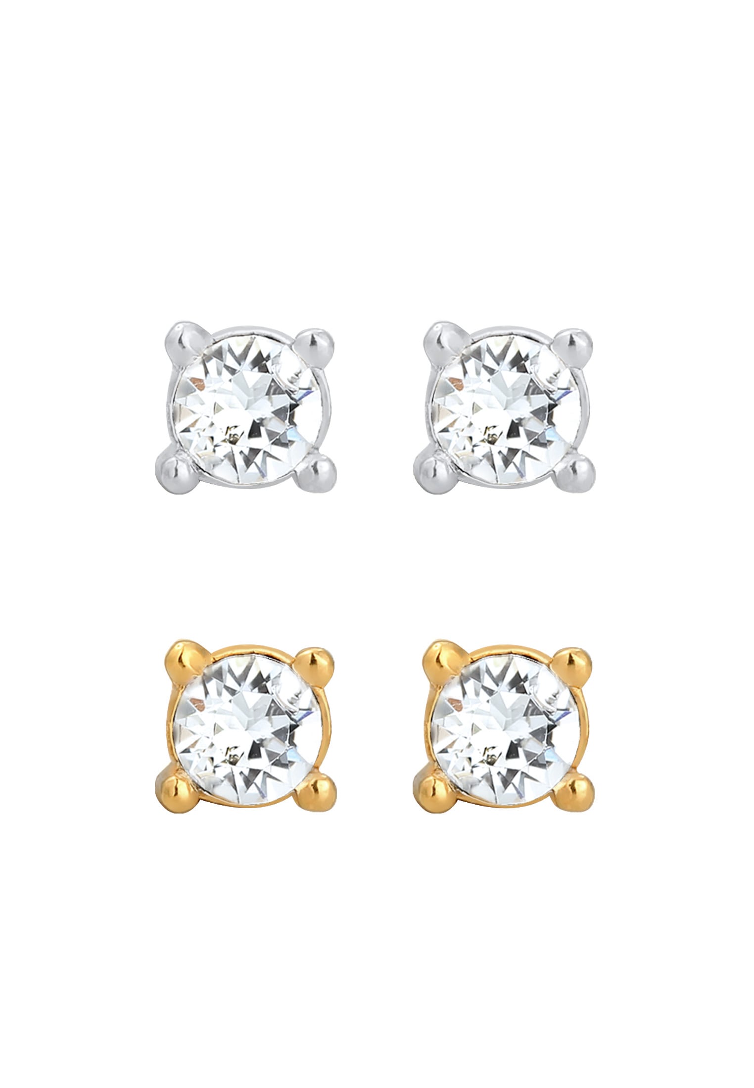 Elli Ohrstecker-Set »Ohrringe Ohrstecker mit Stein Glas Kristalle 2er Set 925 Sterling Silber Bicolor«