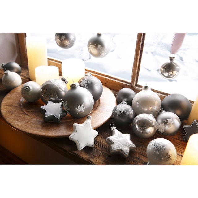 my home Weihnachtsbaumkugel »Chrome, Weihnachtsdeko, Christbaumschmuck«,  (Set, 40 St.), Christbaumkugeln aus Glas, 40-teilig, Ø 4 cm, 6 cm, 8 cm  online kaufen