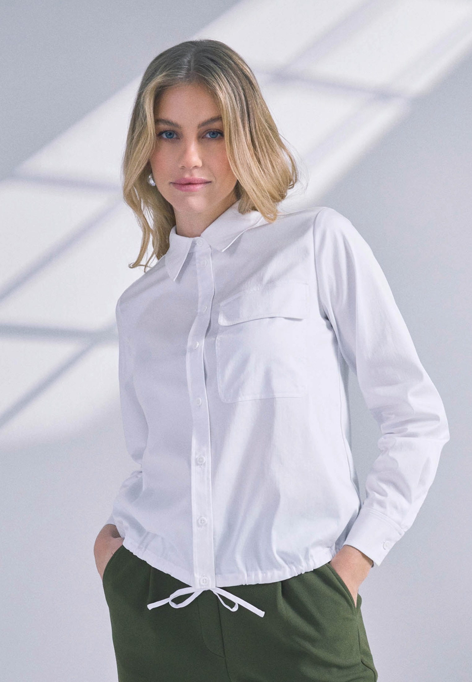 Zero Klassische Bluse »Bluse mit Tunnelzug Pattentasche«