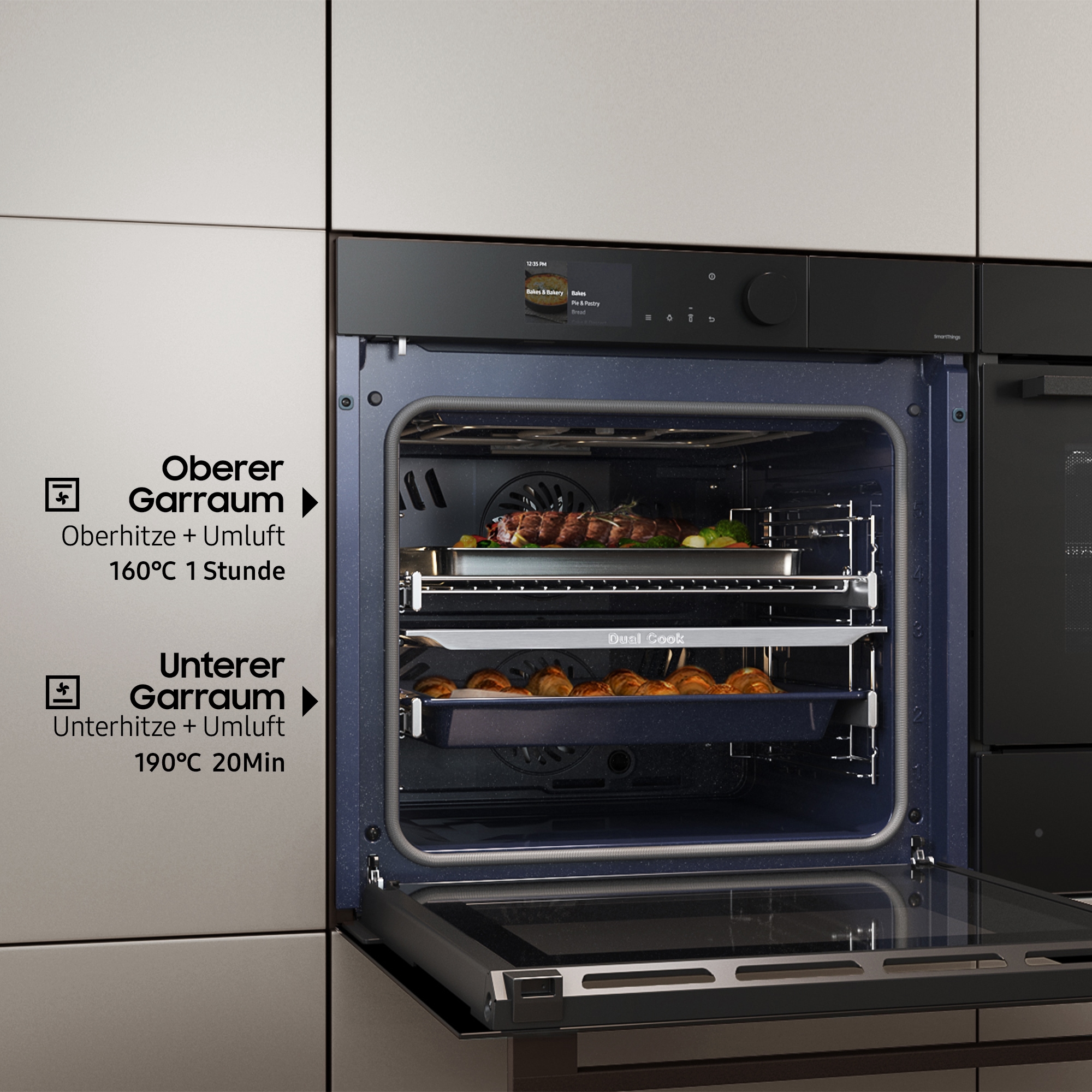 Samsung Pyrolyse Backofen  »NV7B4530ZAS«, Pyrolyse-Selbstreinigung, Dual Cook Flex – Ein Ofen. Zwei Garräume. Maximale Flexibilität.