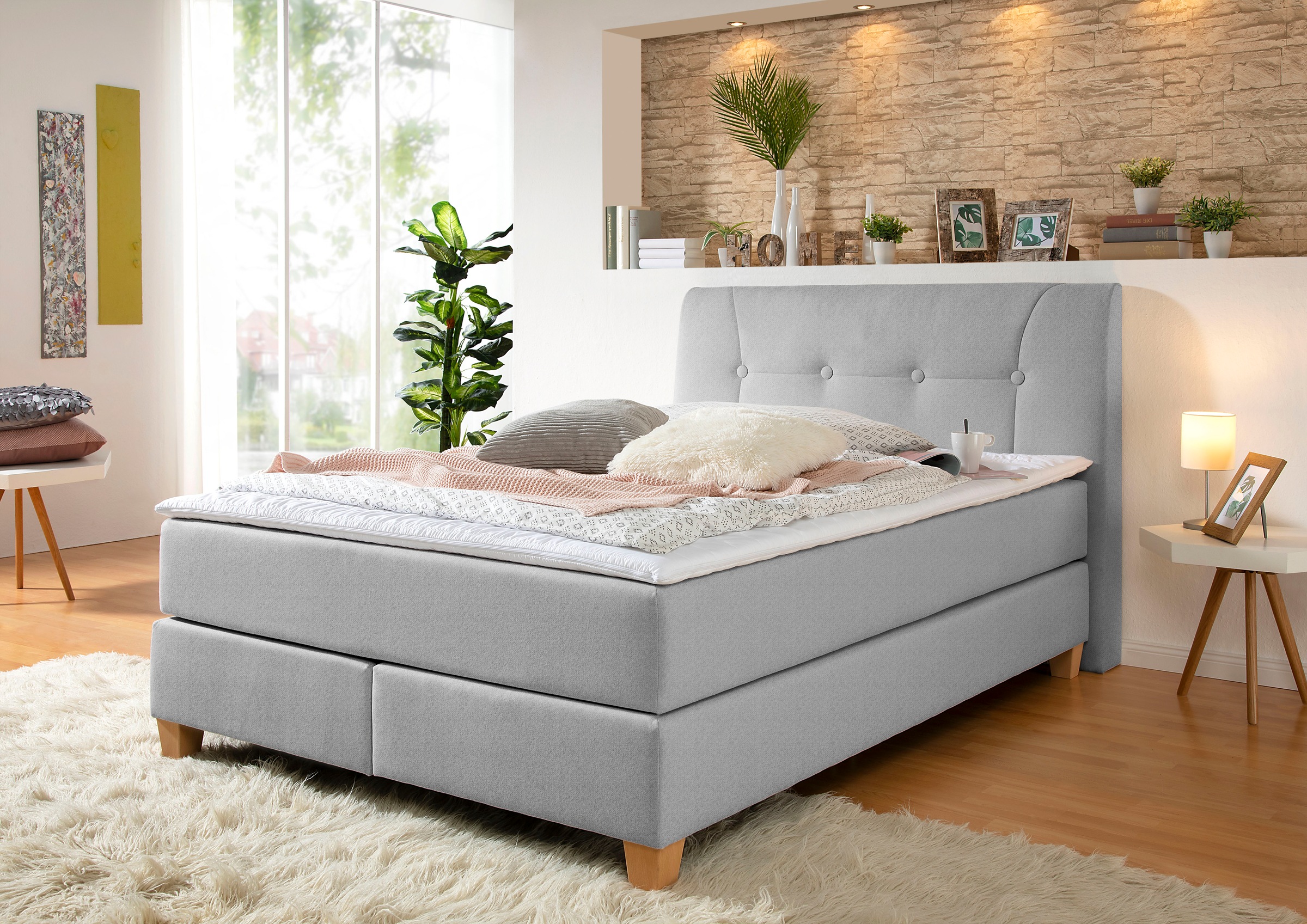 Home affaire Boxspringbett »Calloway«, inkl. Topper, XXL-Ausführung, in 4 Farben, 5 Breiten, 3 Matratzenarten