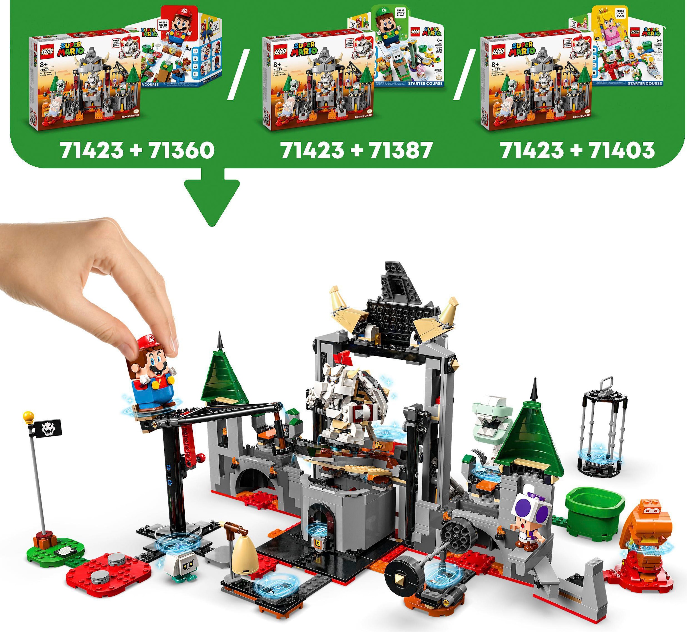 LEGO® Konstruktionsspielsteine »Knochen-Bowsers Festungsschlacht (71423), LEGO® Super Mario«, (1321 St.), Erweiterungsset; Made in Europe