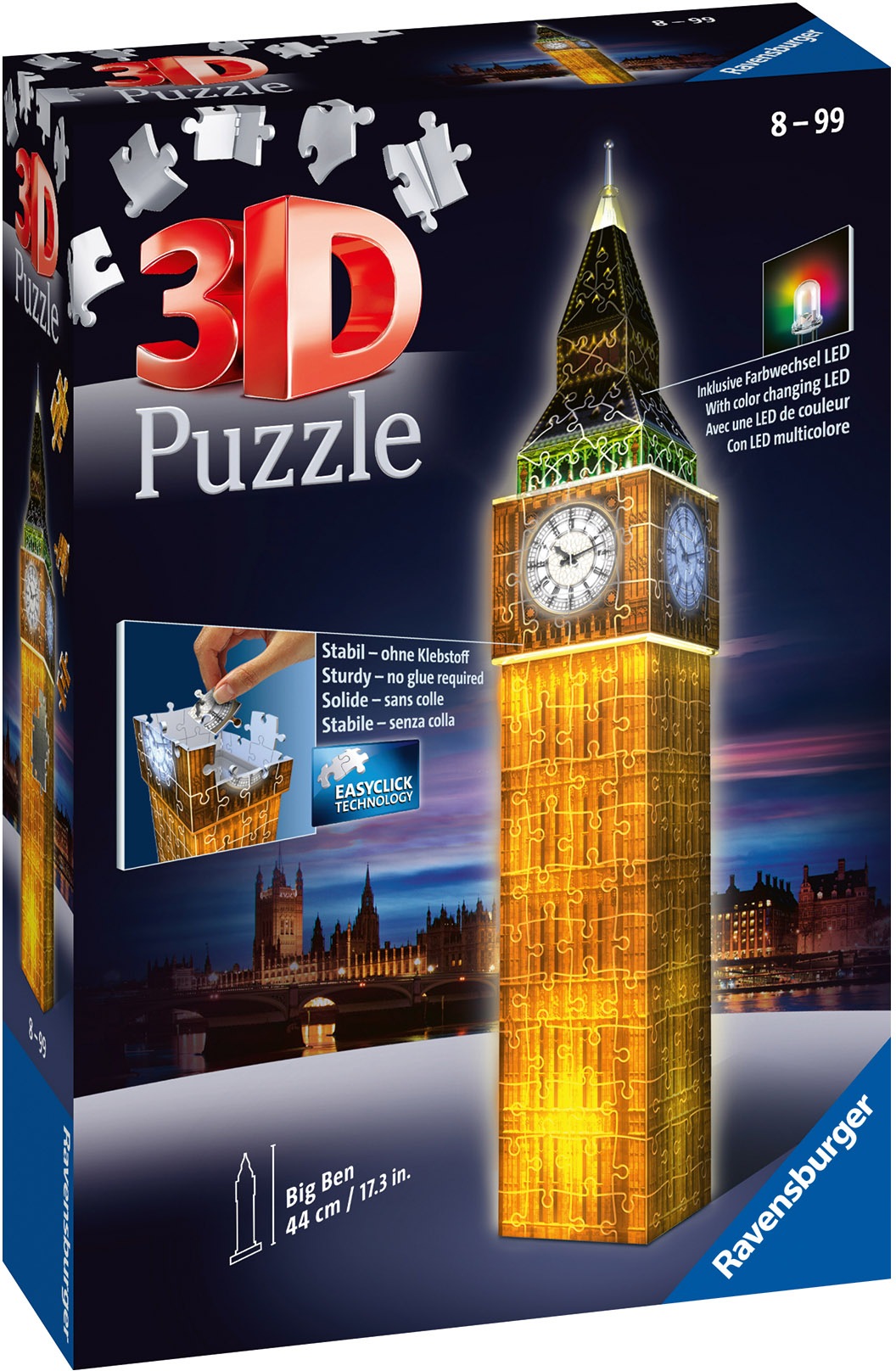 Ravensburger 3D-Puzzle »Big Ben bei Nacht«, mit Farbwechsel LEDs; Made in Europe