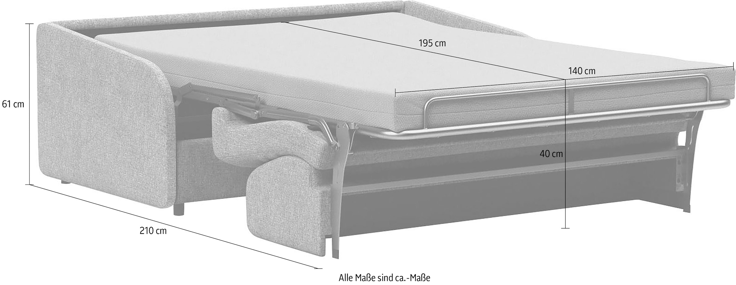 INNOVATION LIVING ™ 3-Sitzer »Eivor, hochwertige Dauerschlaffunktion, bequem und komfortabel«, Schlafsofa mit innenliegender Schlafmatratze und schlanken Armlehnen