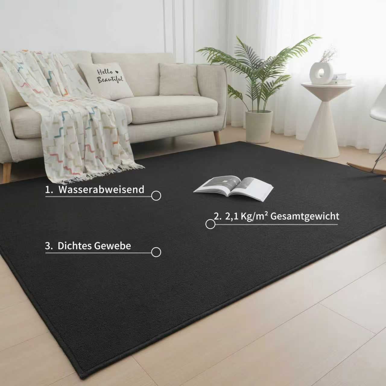 OTTO home Teppich »Jola, Uni-Farben, besonders dichte Qualität, Boho« rechteckig 10 mm Höhe Wohnzimmer, Schlafzimmer, Flur, Kinderzimmer, wasserabweisend