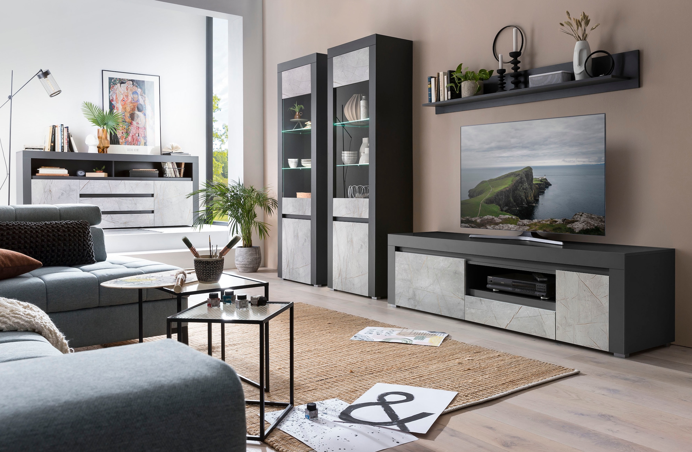 Home affaire Wohnwand »Stone Marble«, (4 St.), bestehend aus vier Möbelstücken, in... kaufen