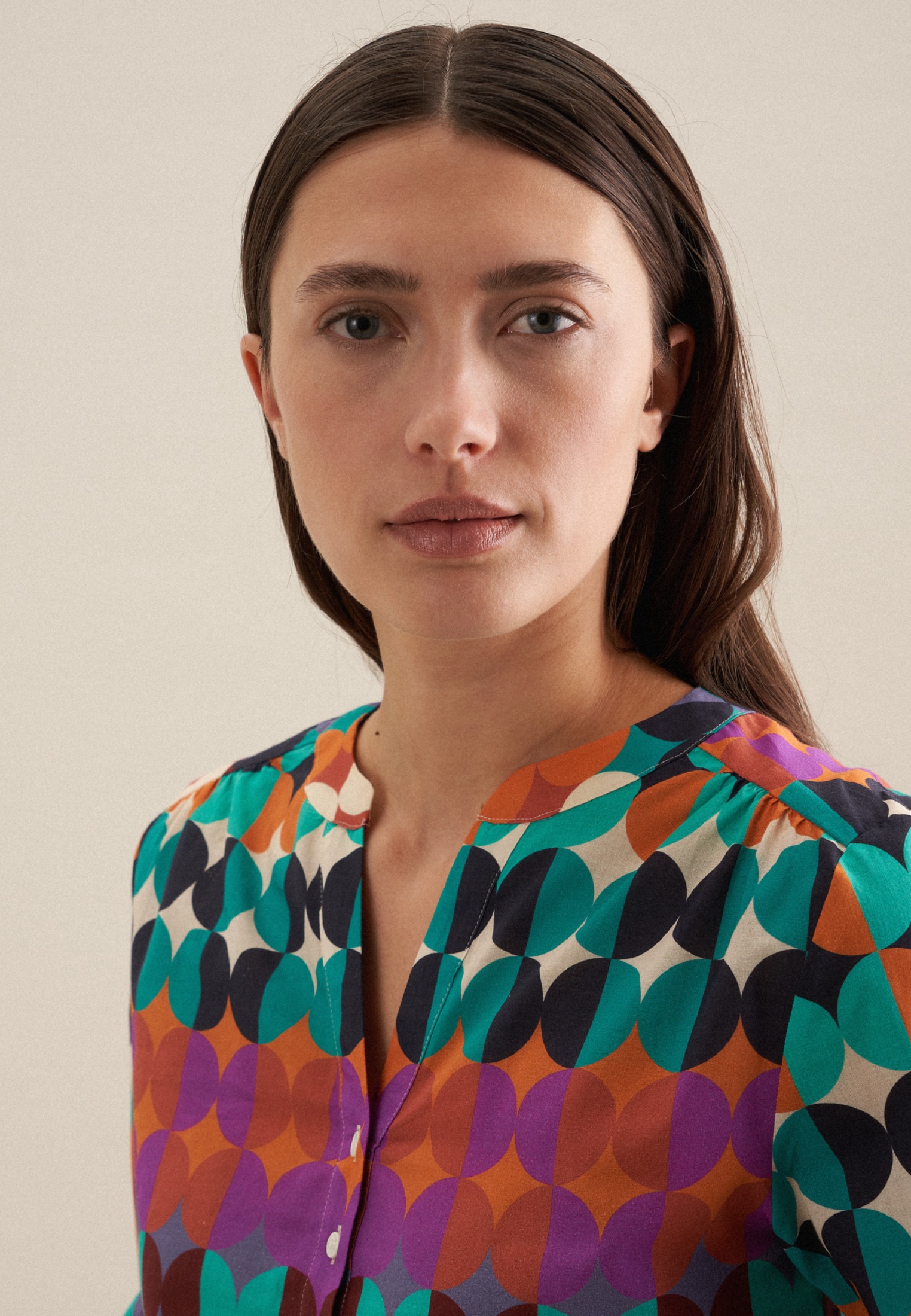 seidensticker Klassische Bluse »Schwarze Rose«, Tunika Geometrische Muster