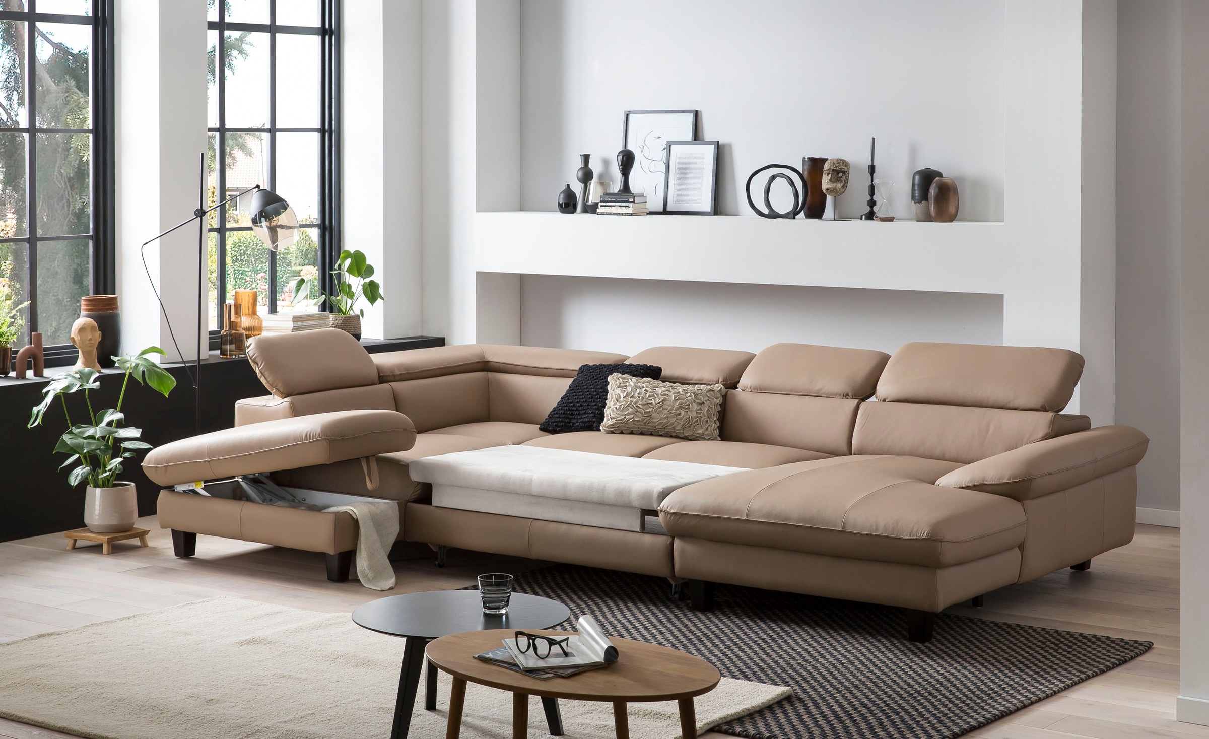 Home affaire Wohnlandschaft »Pilot U-Form«, mit Kopfteilverstellung, wahlweise mit Bettfunktion & Bettkasten
