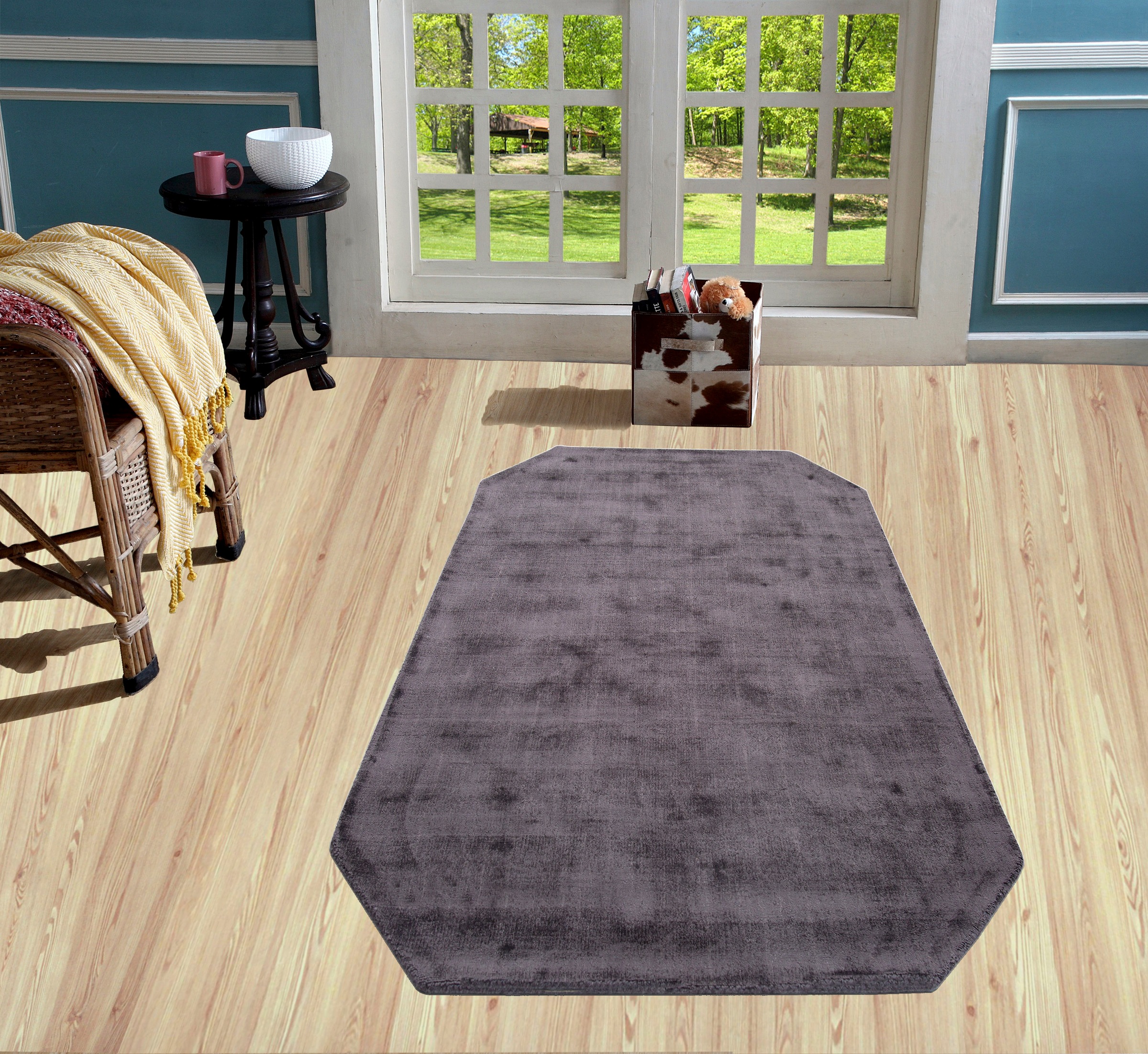my home Teppich »Shirley«, achteckig, Handweb Teppiche, Viskose, Wohnzimmer,  Schlafzimmer, Esszimmer