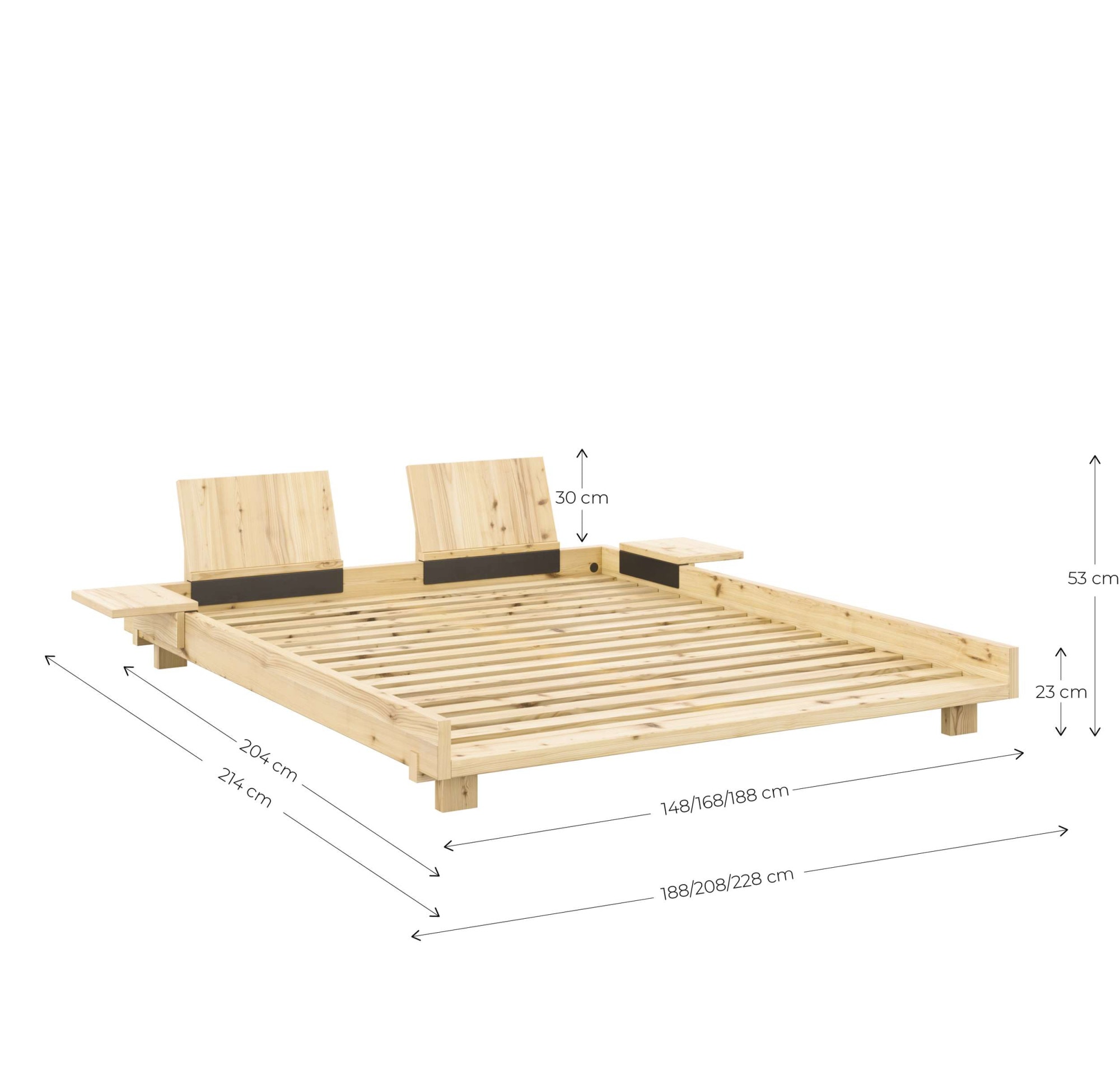 Karup Design Bettgestell »Social Bed, ohne Matratze, FSC®-zertifiziertes Massivholz«, wahlweise mit oder ohne verstellbares Zubehör, Bett in mehreren Größen