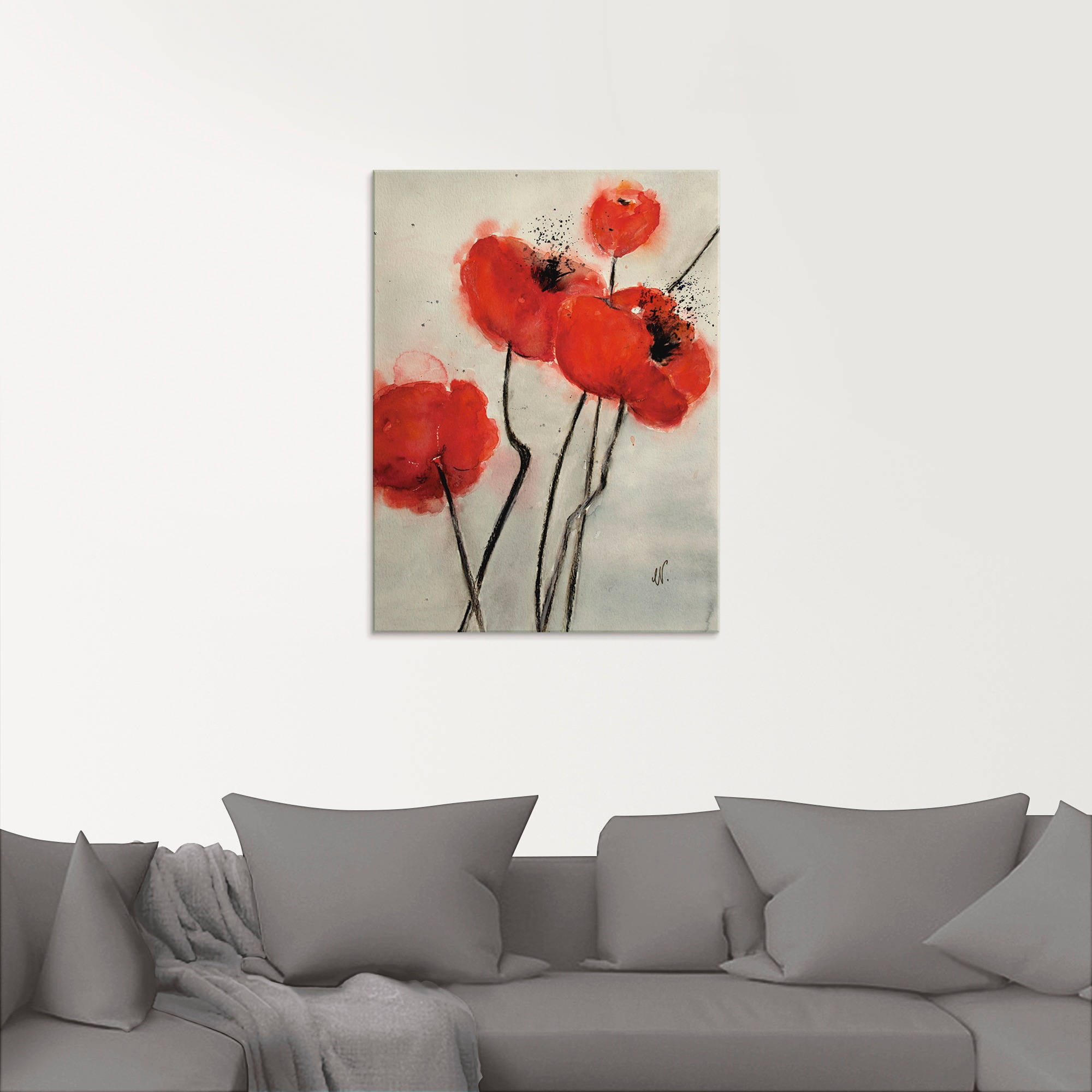 Artland Glasbild »Roter Mohn« Blumen 1 Stk. tlg. in verschiedenen Größen