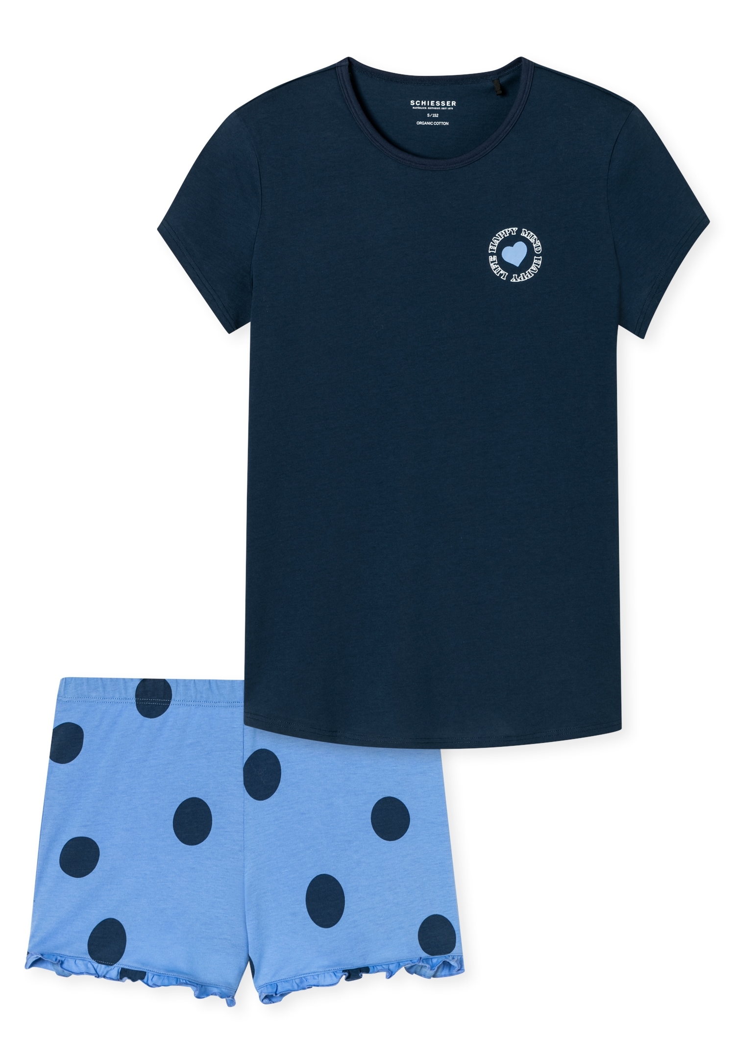 Schiesser Pyjama »"Nightwear"«, (2 tlg.), mit Herz-Print und gepunkteten Shorts