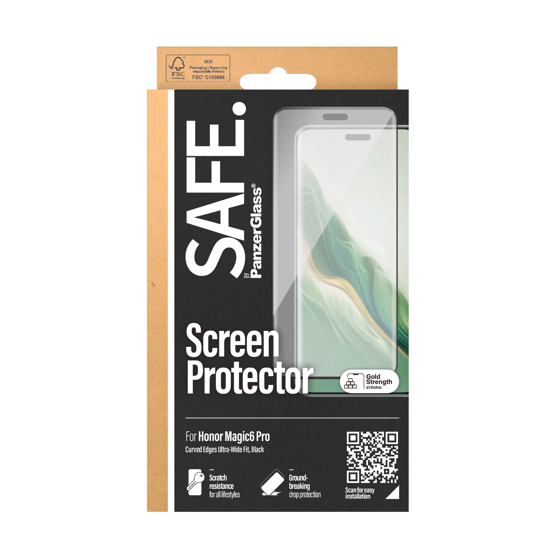 SAFE by PanzerGlass Displayschutzglas »Curved Edges Ultra-Wide Fit Screen Protection«, für Honor Magic6 Pro, Displayschutzfolie, Schutzfolie, Bildschirmschutz, kratz- & stoßfest