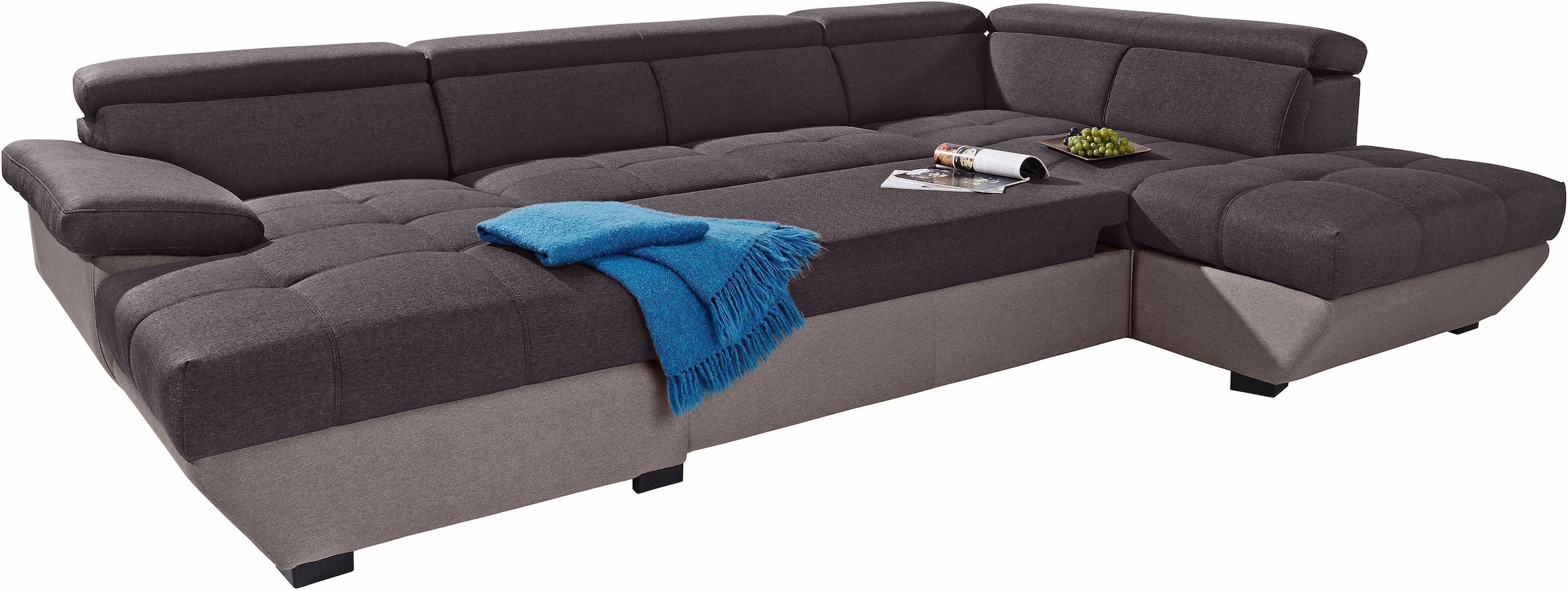 COTTA Polstergarnitur »Speedway«, (Set), Set bestehend aus: Wohnlandschaft mit Kopfteilverstellung & Hocker