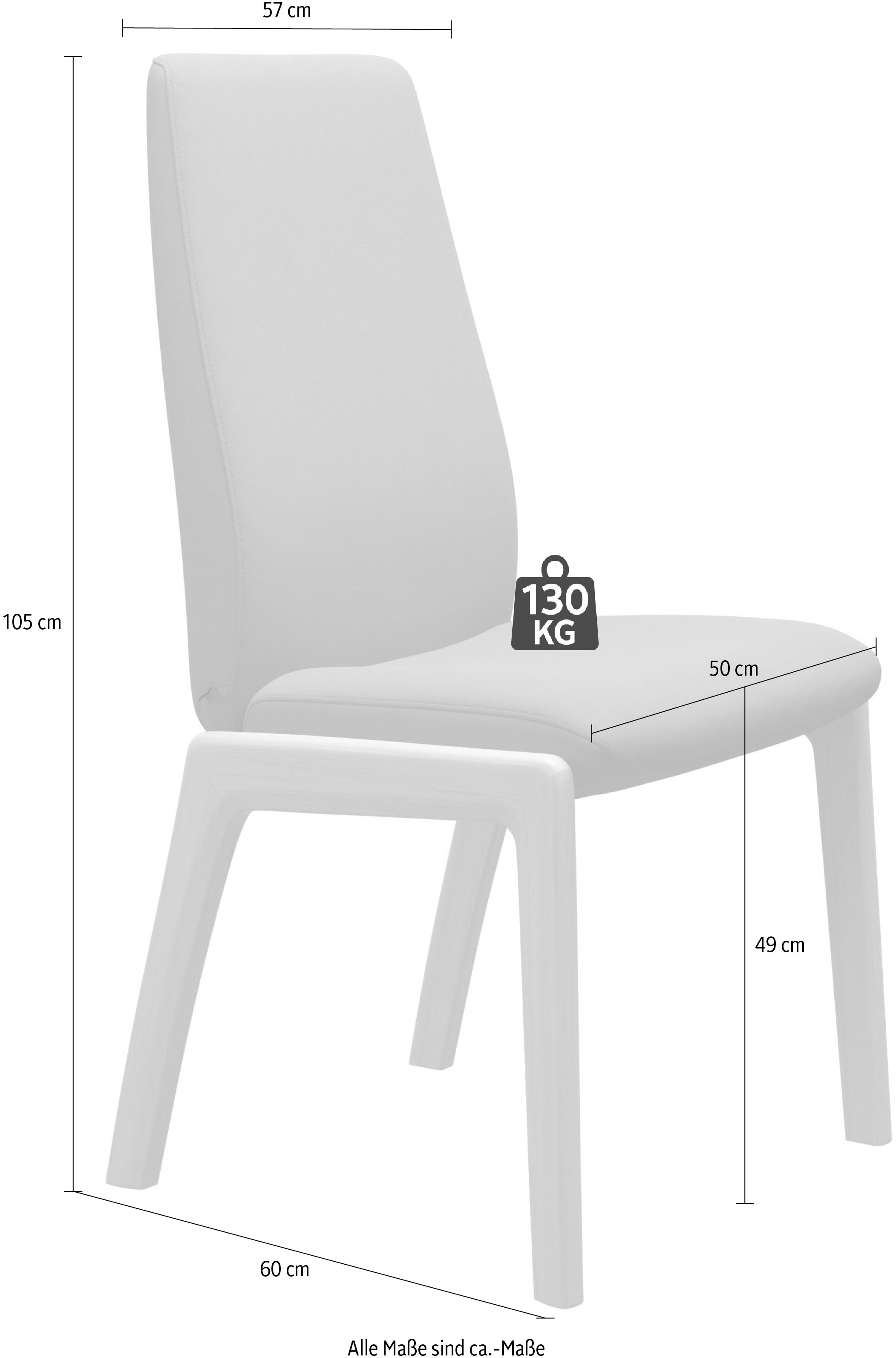 Stressless® Polsterstuhl »Laurel«, Leder PALOMA, High Back, Größe L, mit abgerundeten Beinen in Eiche gekalkt