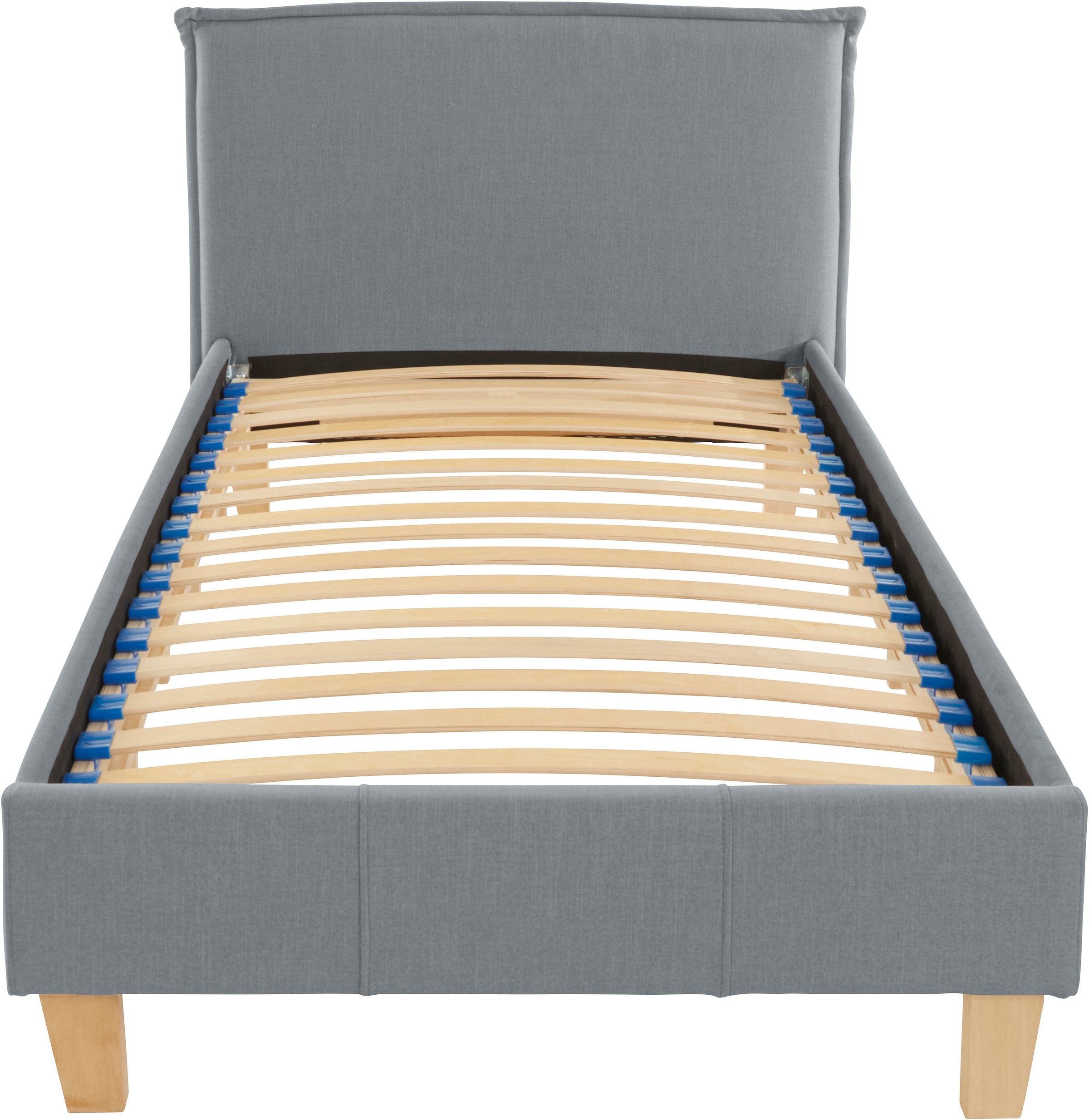 OTTO products Polsterbett »Heddi«, in 5 Breiten: von 90cm-200cm, Biese am Kopfteil, Strukturstoff