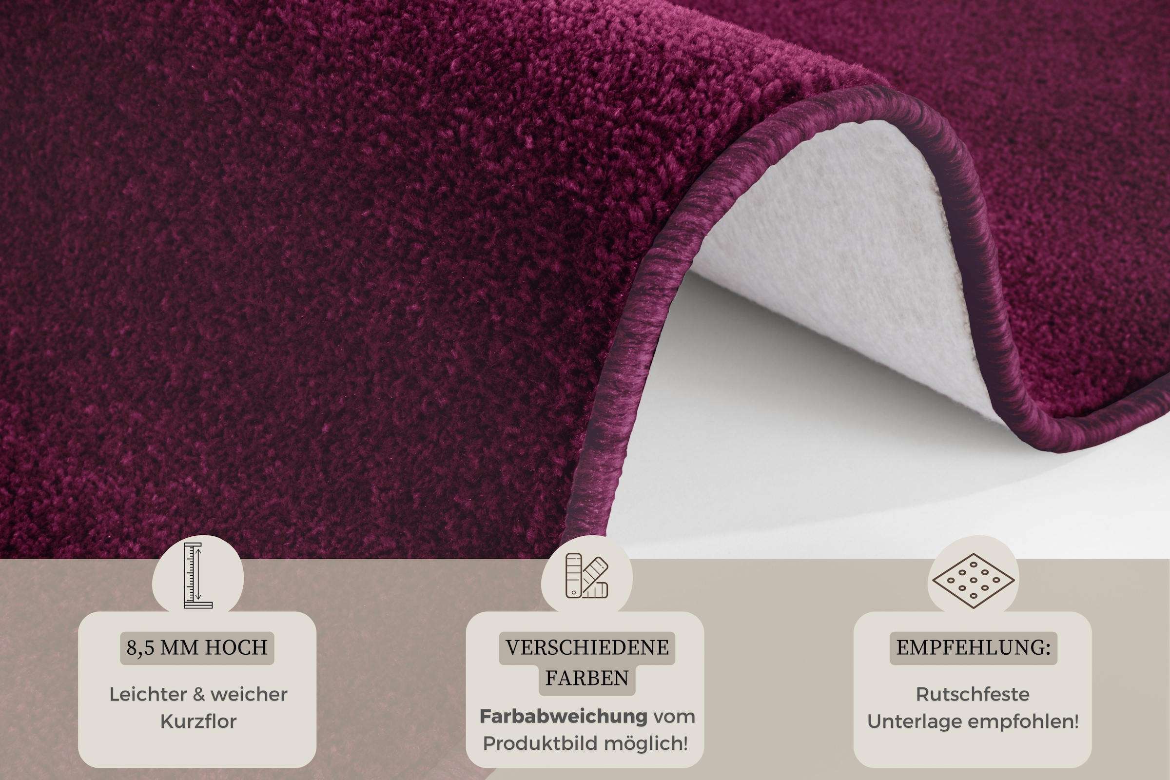HANSE Home Bettumrandung »Shashi«, (3 tlg.), Kurzflor, Unifarben, Teppich, Bettläufer, Bettvorleger, Teppichläufer