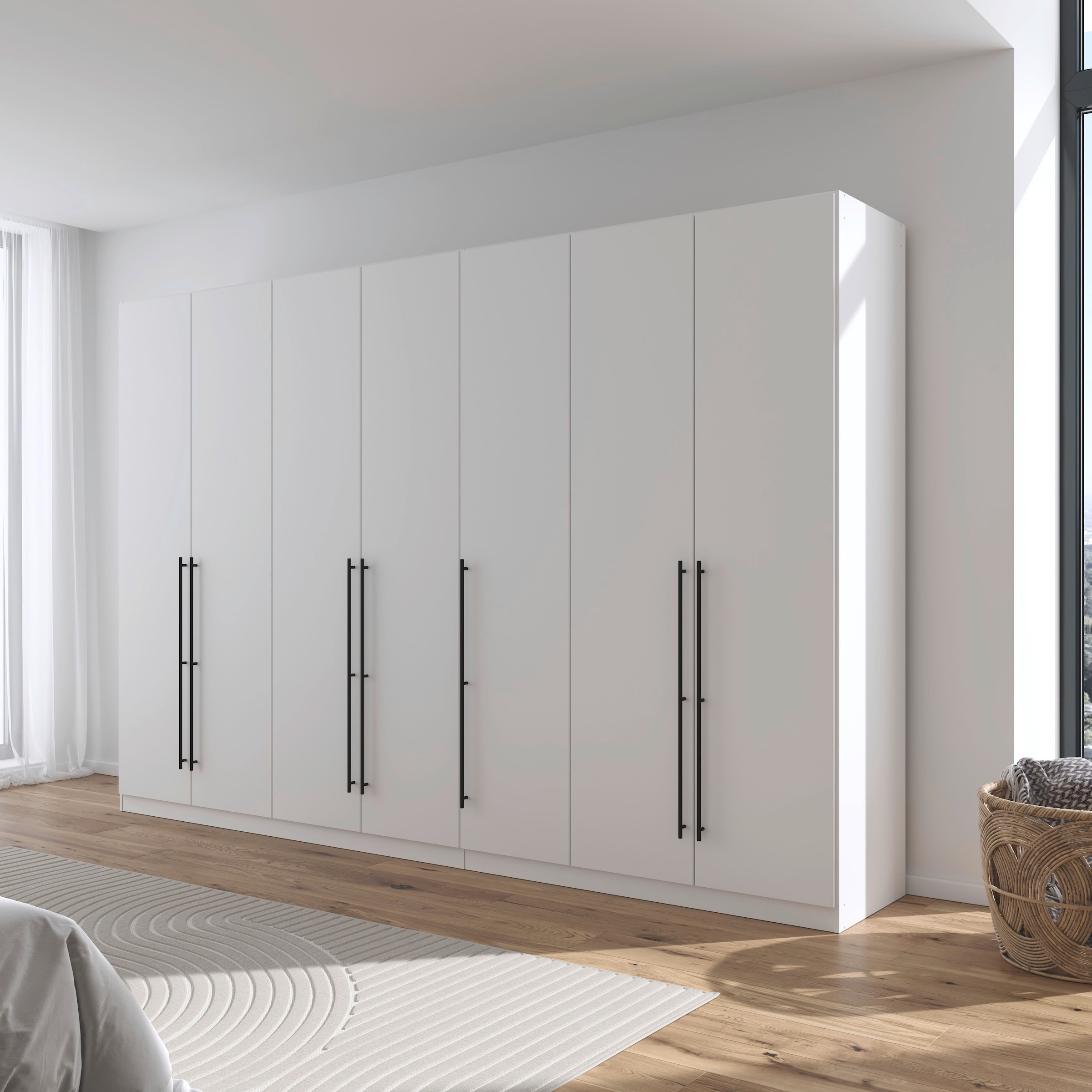 rauch Kleiderschrank »Drehtürenschrank Schrank Garderobe Wäscheschrank Schlafzimmer AVOLA«, (in 3 verschiedenen Ausstattungen BASIC/CLASSIC/PREMIUM), mit hochwertigen Stangengriffen in Schwarz aus Metall MADE IN GERMANY