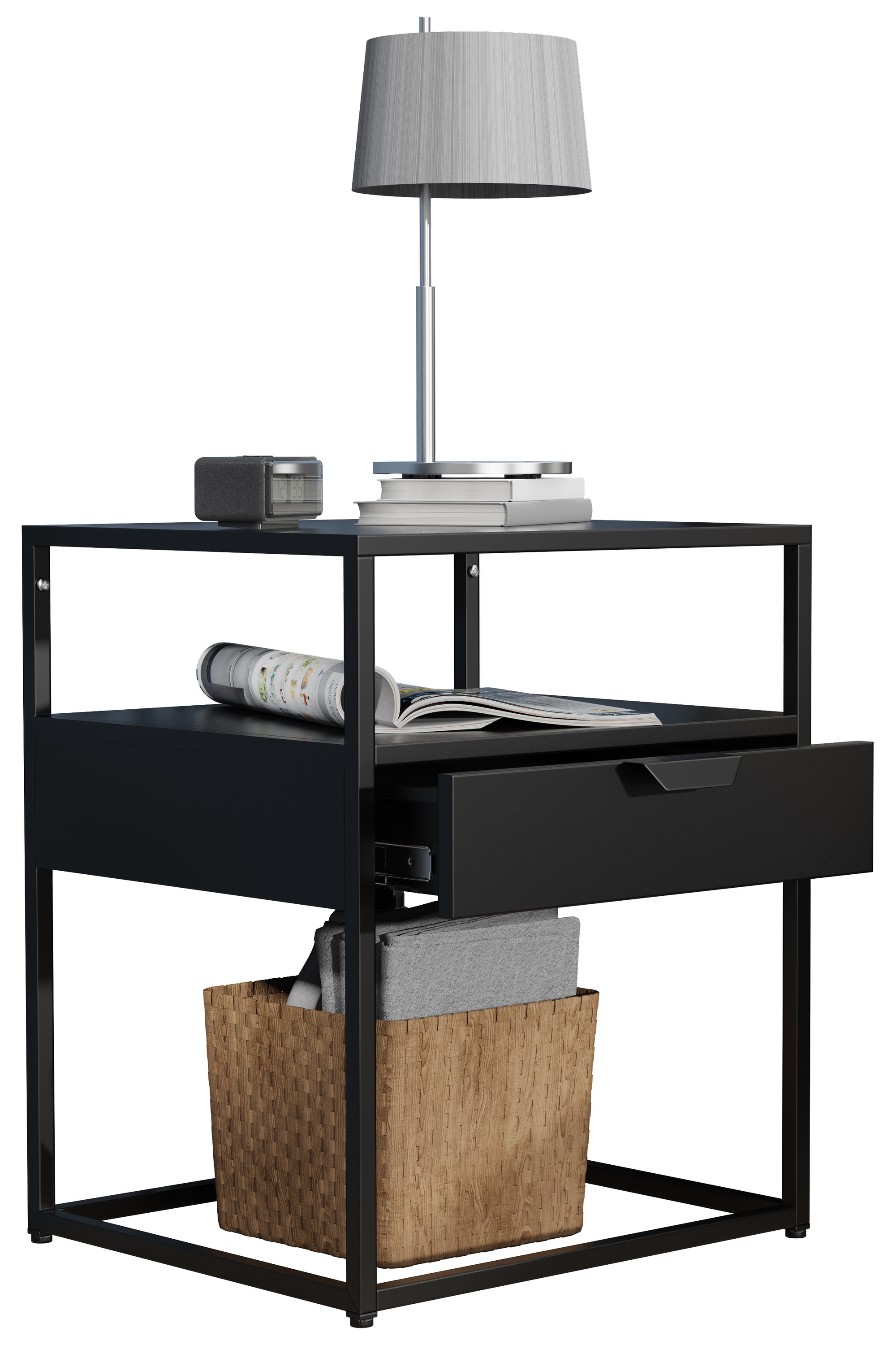 VCM Metal bedside table side table Flokas M in Black