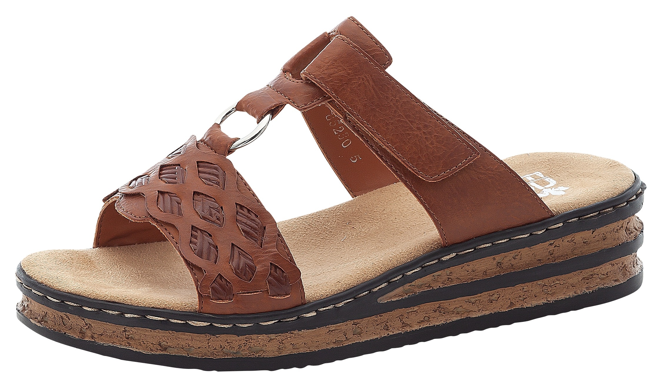 Rieker Pantolette  Keilabsatz, Sommerschuh, Schlappen mit Riemchen in Flechtoptik
