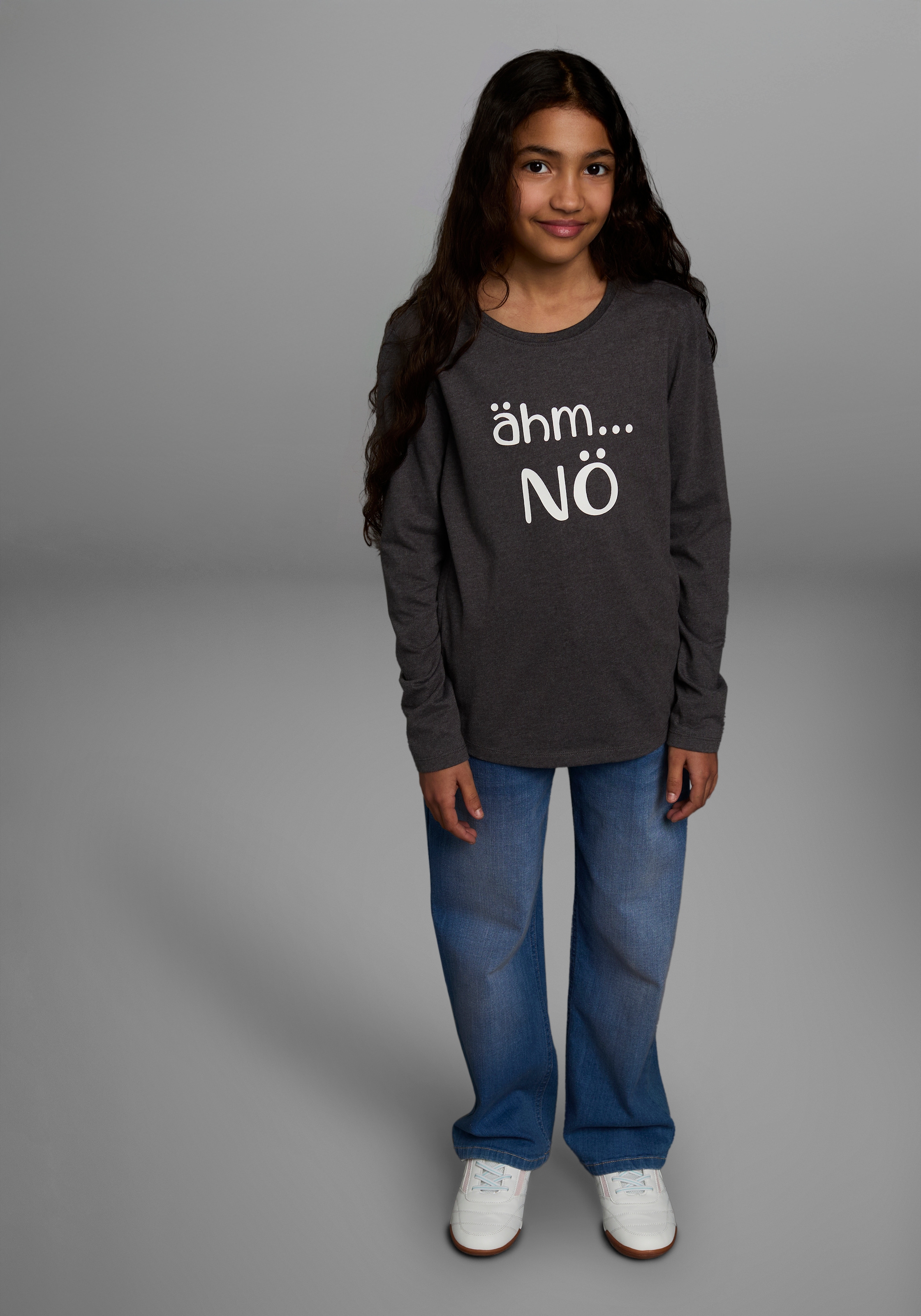 KIDSWORLD Langarmshirt »ähm ...NÖ«, Langarm, taillierter Schnitt, mit Statements und Sprüchen