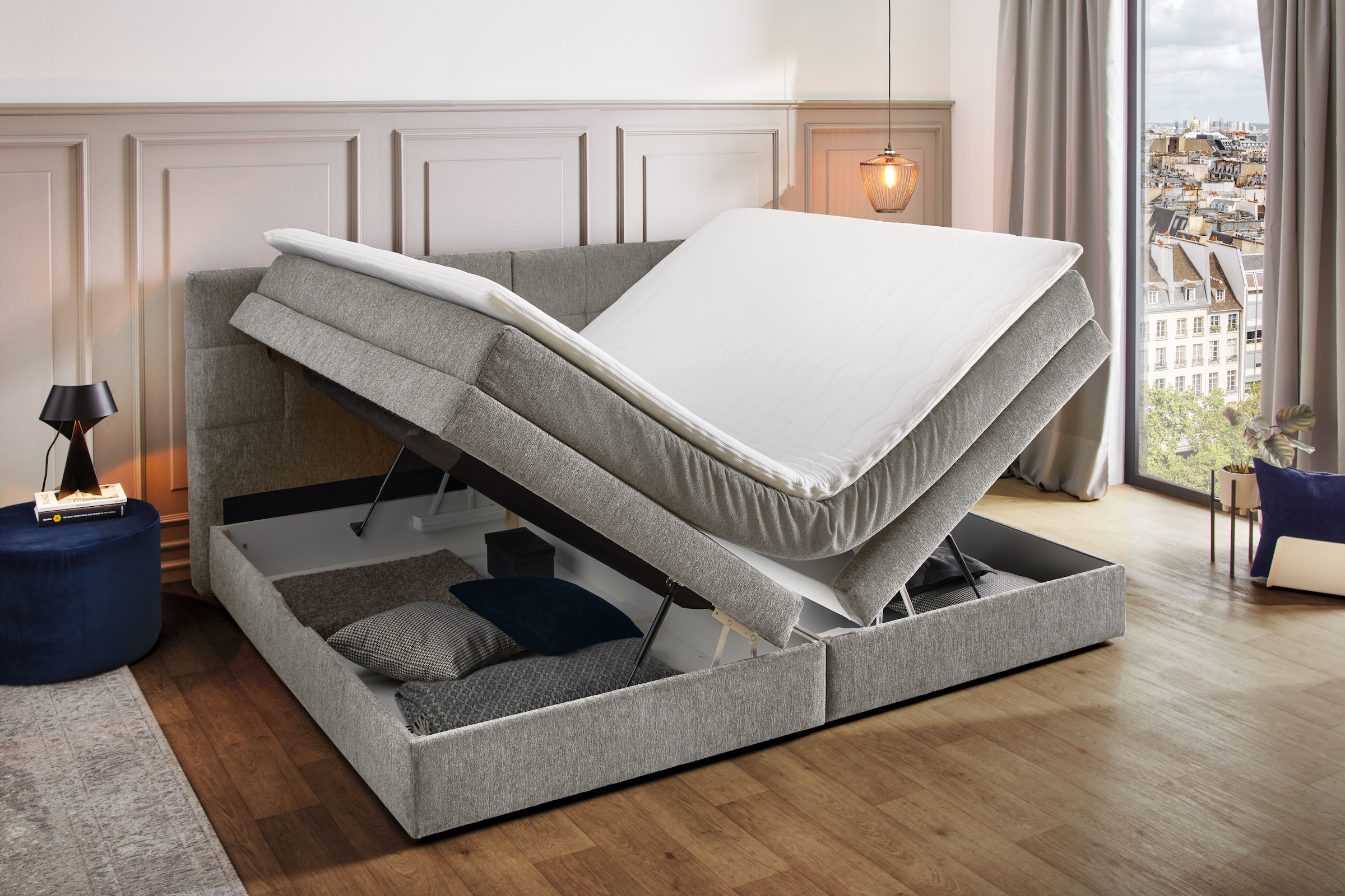 Jockenhöfer Gruppe Boxspringbett »Casa Grande in der Breite 240cm, Familienbett mit riesigem Bettkasten«, 7-Zonen-TTFK-Matratze, KS-Topper, verschiedene Härtegrade wählbar
