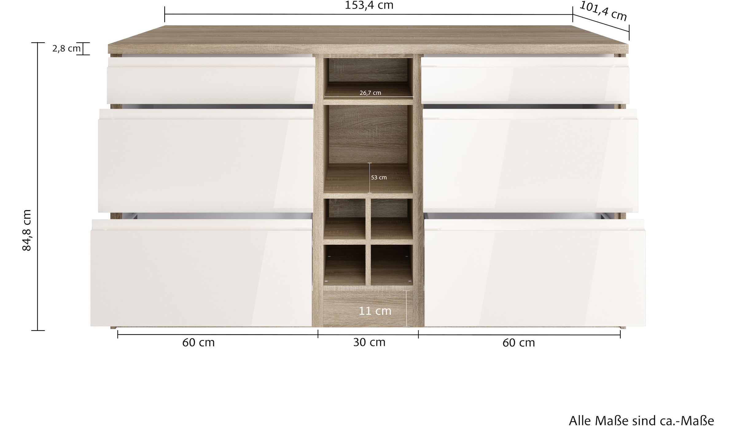 KOCHSTATION Kücheninsel »KS-Virginia«, Breite 153 cm, MDF-Fronten, Flaschenregal