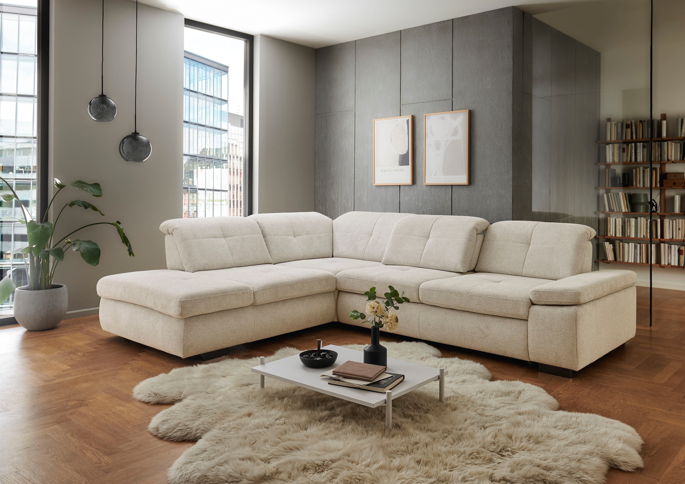 Die PlanBar Ecksofa »MP-IN16012 L-Form mit Federkern-Polsterung« inkl. Sitztiefenverstellung, optional mit Funktionen,