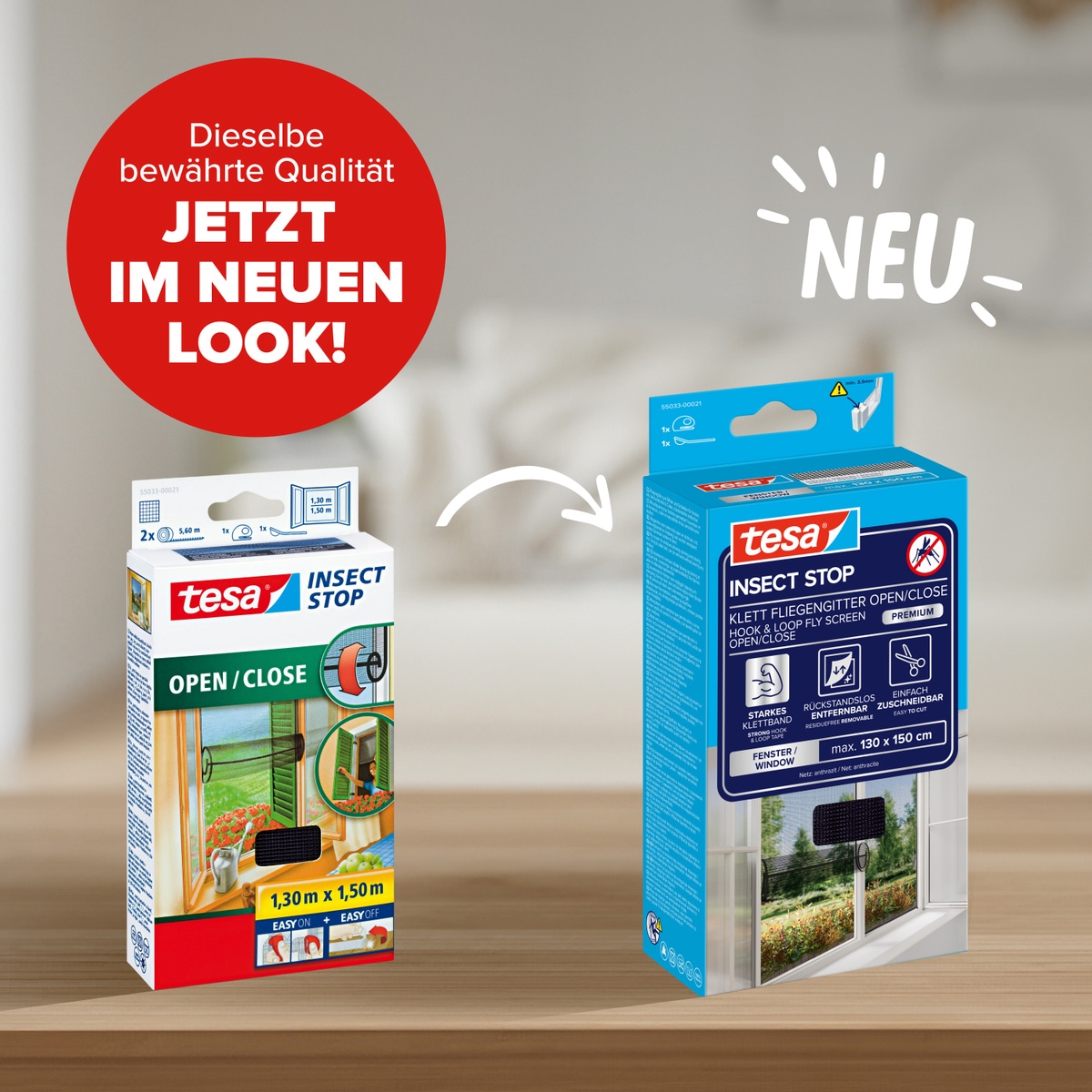 tesa Fliegengitter-Gewebe »Open/Close Premium für Fenster« Packung, Fliegennetz, Klettband, Andrück und Schneidehilfe, 1 Stk. tlg. Insektenschutz zum Öffnen und schließen - Mückenschutz ohne Bohren
