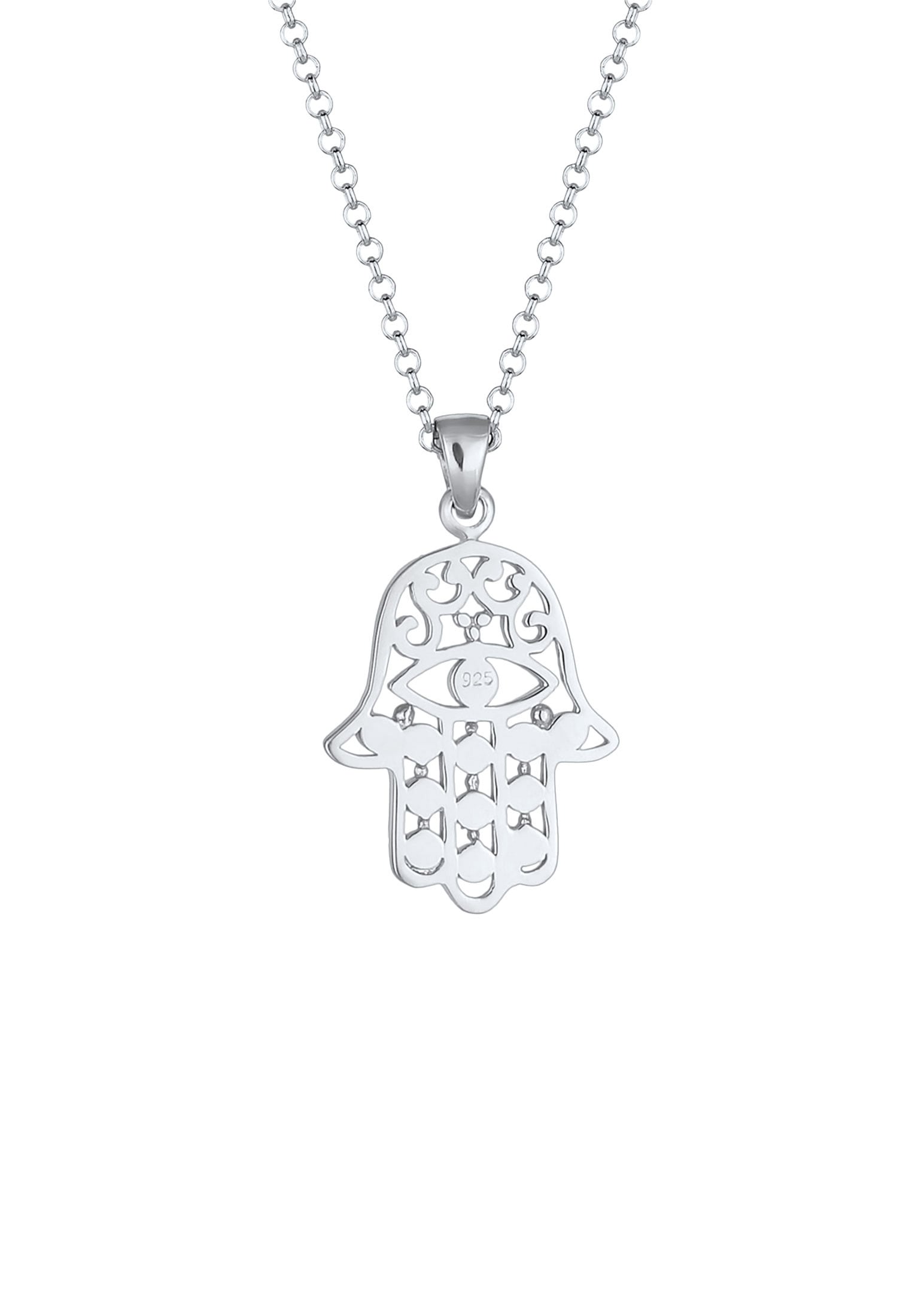 Elli Lange Kette »Halskette Hamsa Evil Eye Kristalle Schutzsymbol 925 Silber«