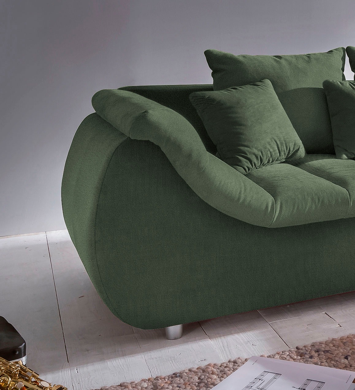 INOSIGN Ecksofa »Imola elegant und bequem, aktuelle Steppung im Sitz, L-Form«, wahlweise mit Bettfunktion