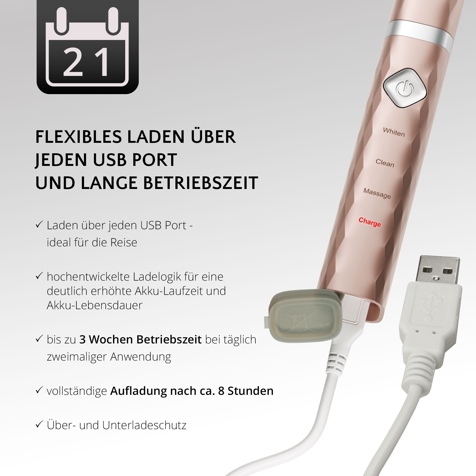 AILORIA Schallzahnbürste »USB-Schallzahnbürste FLASH TRAVEL«