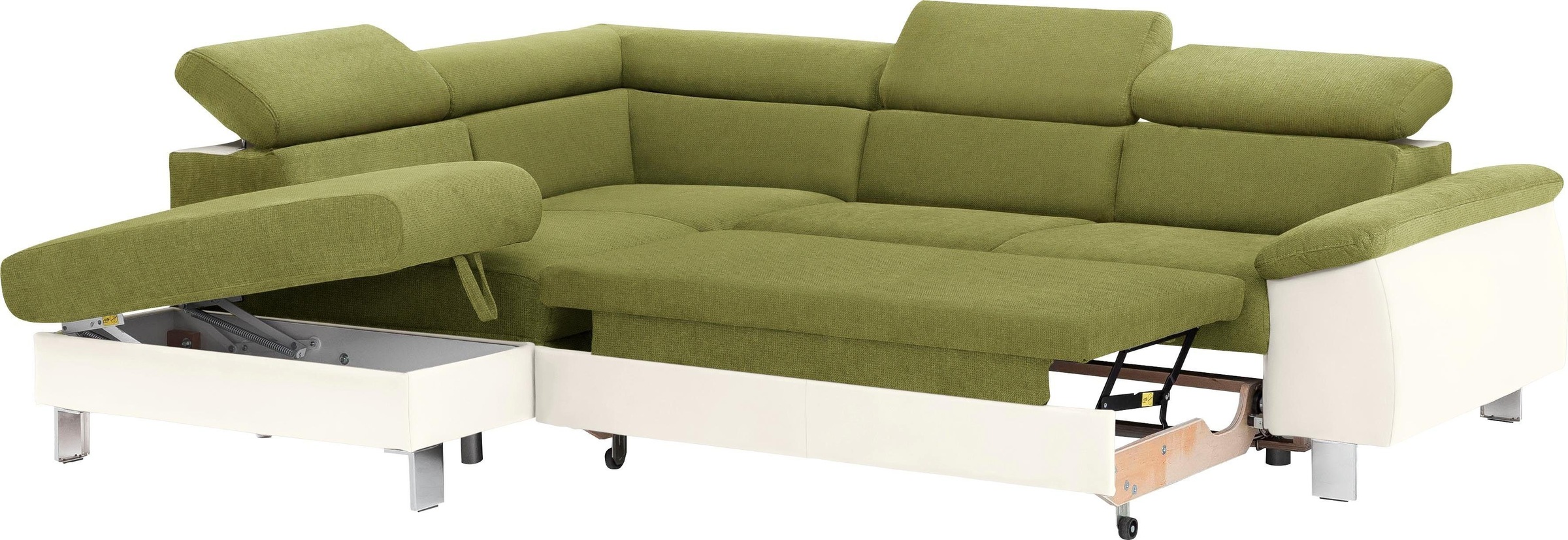 COTTA Polstergarnitur »Komaris L-Form«, (Set), Set bestehend aus: Ecksofa mit Kopfteilverstellung & Hocker
