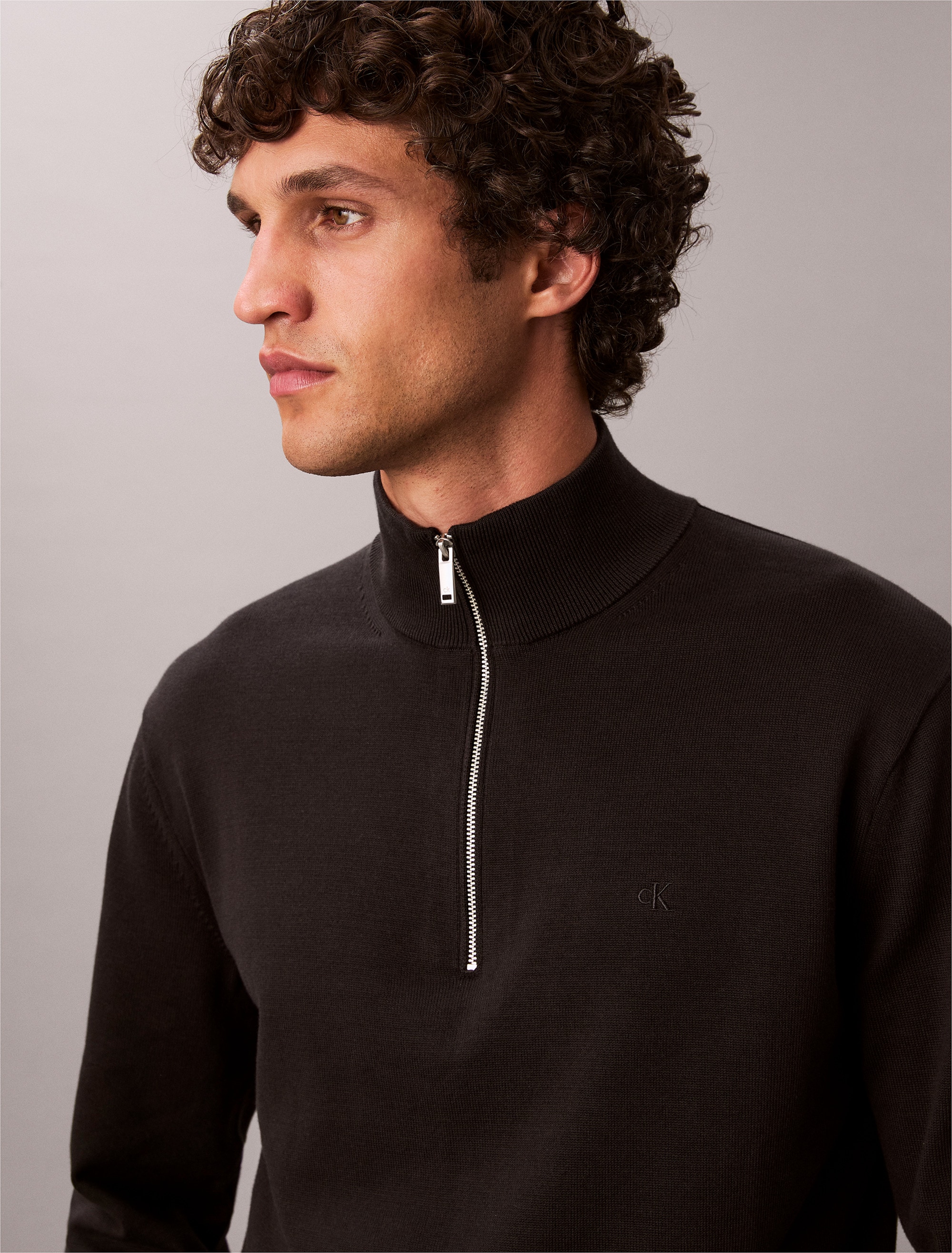Calvin Klein Jeans Strickpullover Stehkragen mit Reißverschluss, Regular fit
