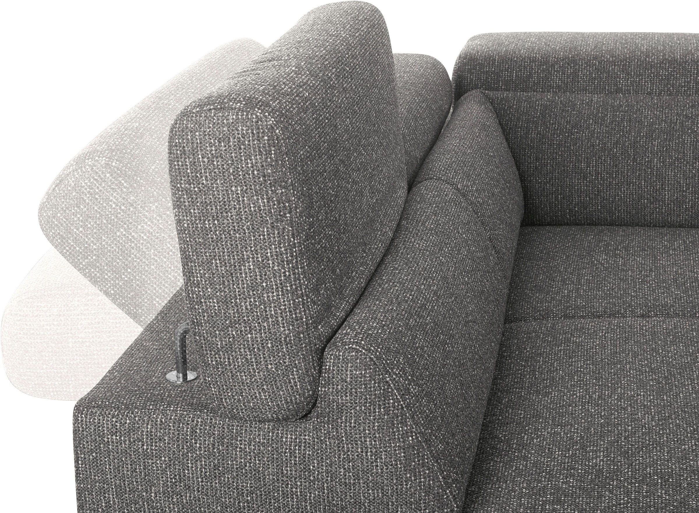 W.SCHILLIG Ecksofa »finn, Designsofa mit tollem Sitzkomfort, bequem, L-Form«, German Design Award 2016, Fußgestell Nussbaum natur, Breite 281 cm