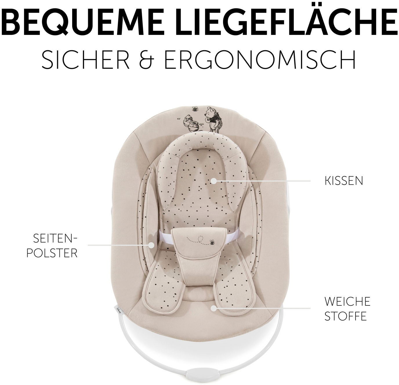 Hauck Hochstuhlaufsatz »Alpha Bouncer 2in1 Winnie the Pooh beige« bis, 9 kg, mit Wippgestell