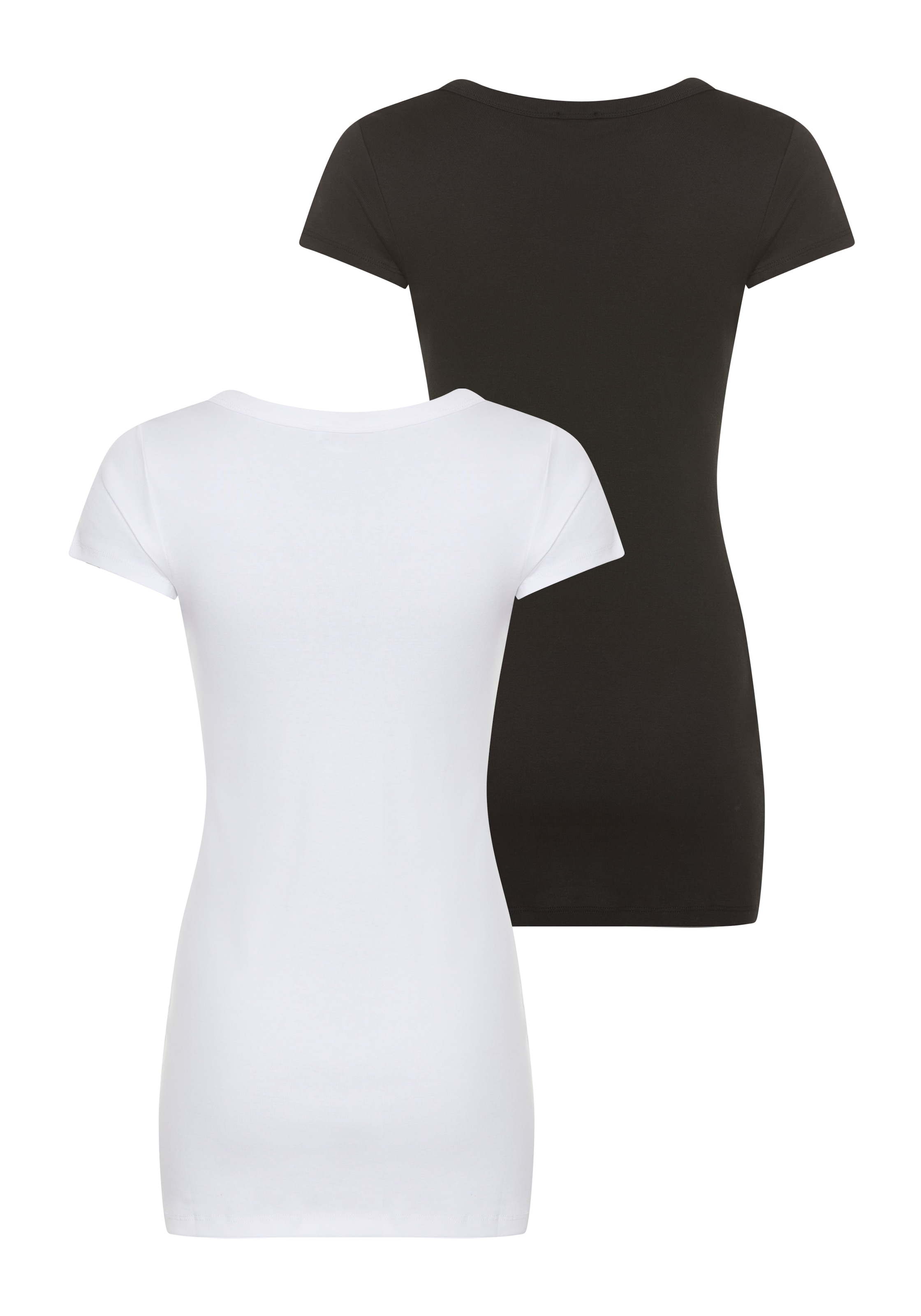 Flashlights T-Shirt, (Packung, 2er-Pack), figurbetonter Schnitt, unifarben, Rundhalsausschnitt