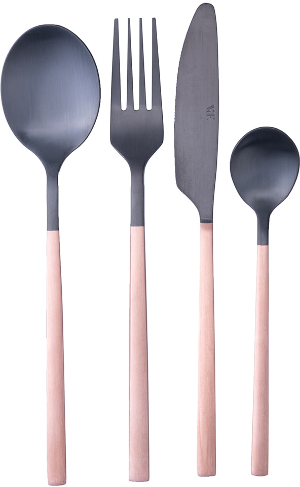 Villa d'Este Besteck-Set »Stylo Duo satiniert back«, (Set, 24 tlg.), Essbesteck-Set, satiniert