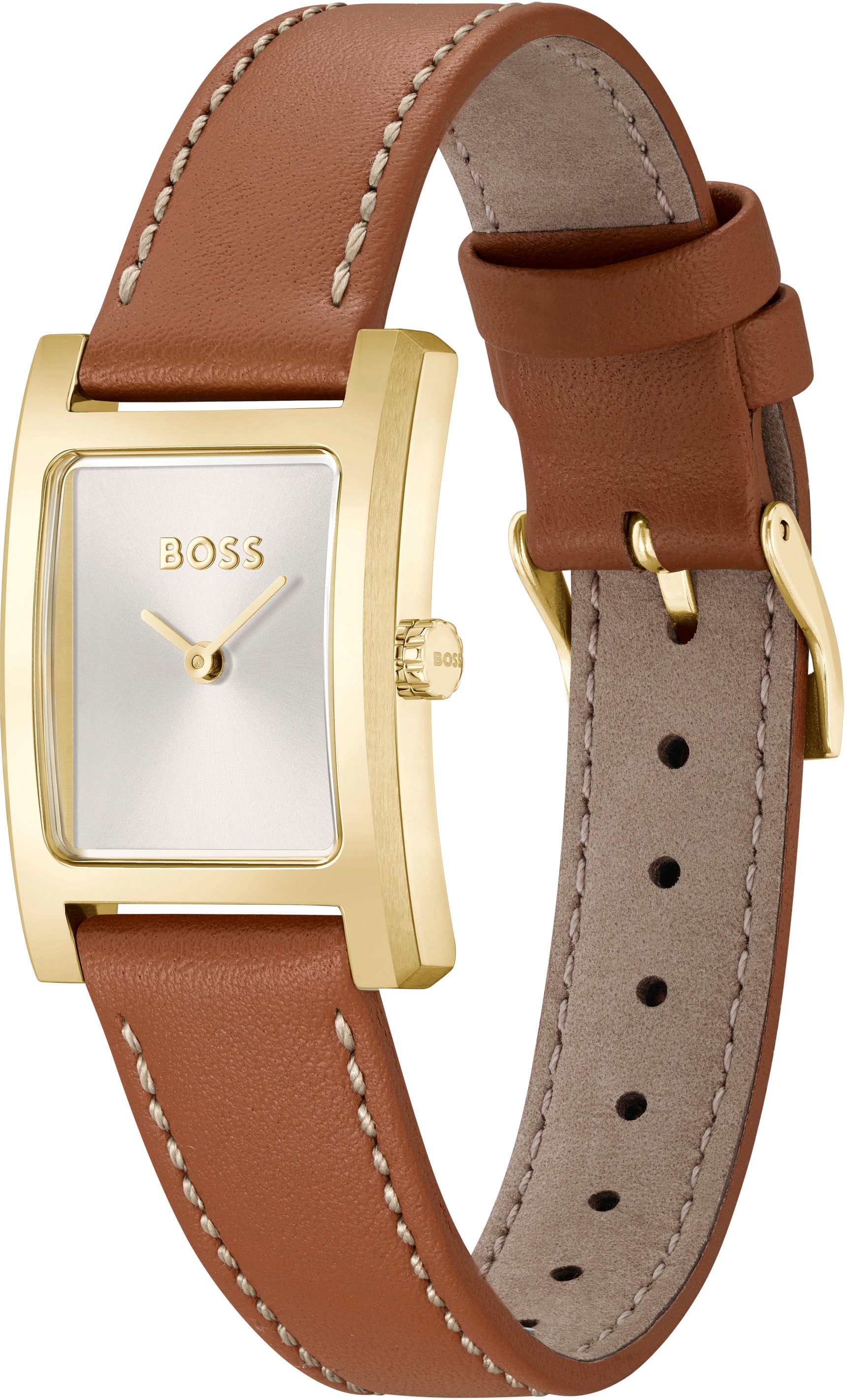 BOSS Quarzuhr »LUCY«, Damenuhr, Armbanduhr, analog, Lederarmband