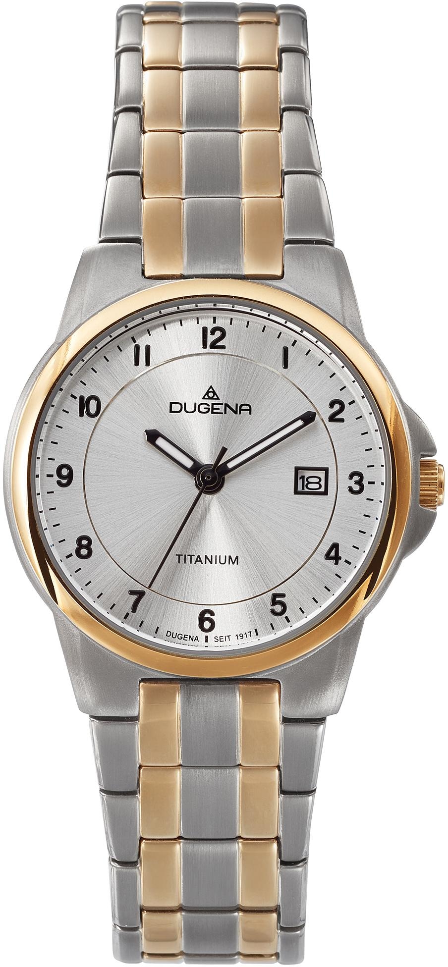 Dugena Quarzuhr »Gent, 4460915«, Armbanduhr, Damenuhr, Datum, Leuchtzeiger, Titan