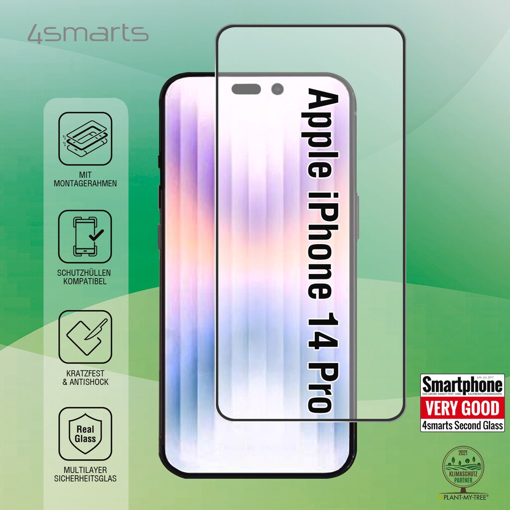 4smarts Displayschutzglas »Second Glass X-Pro Full Cover - iPhone 14 Pro«