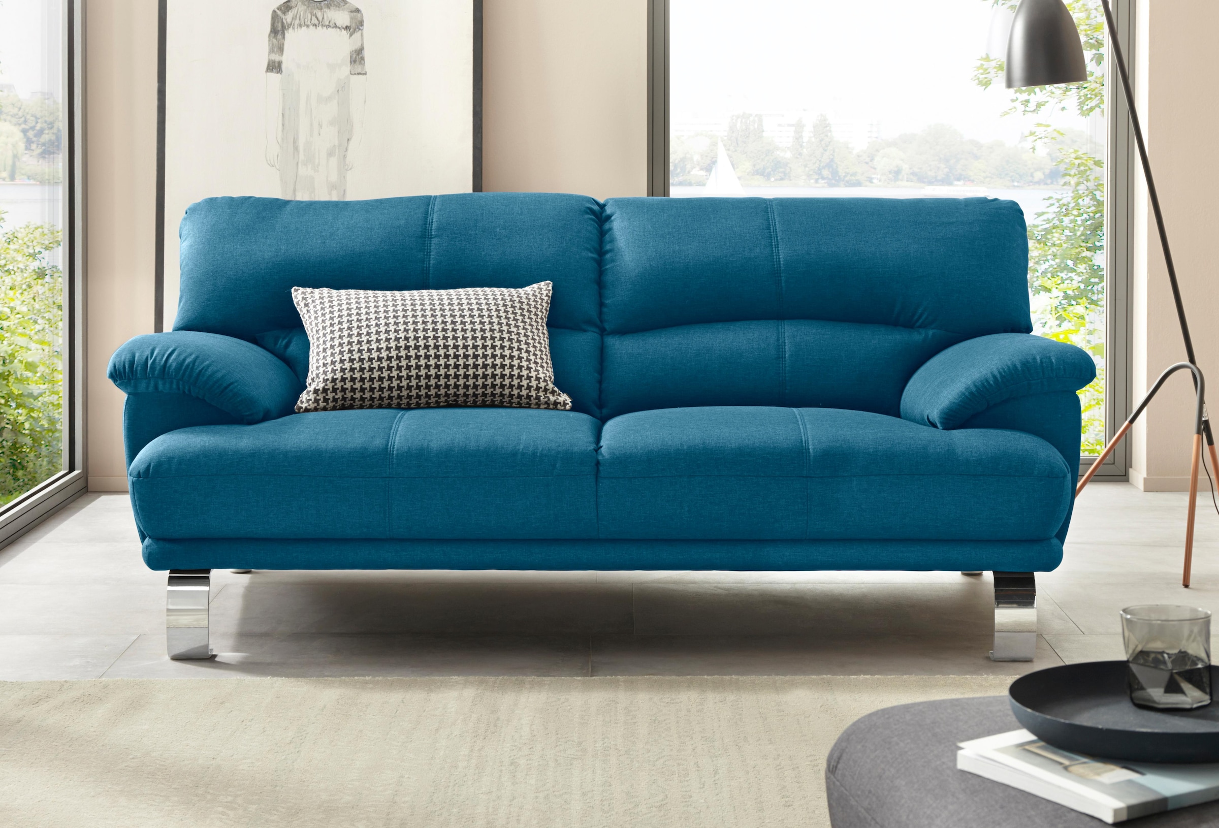 TRENDMANUFAKTUR 3-Sitzer »Cecilia II, mit italienischem Design, tollen Details«, mit tollem Sitzkomfort und Designfuß